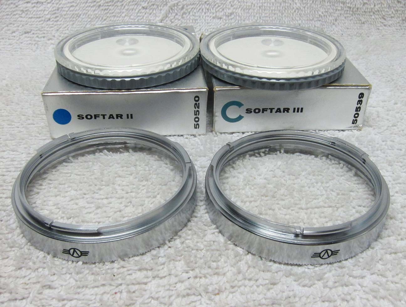 TWO Hasselblad/Zeiss 50/B57 SOFTAR II & III FILTERS. 80mm Planar. MINTY w/Box