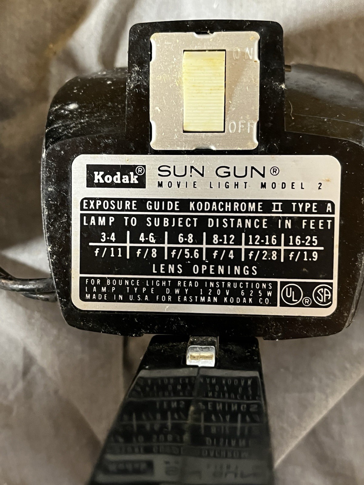 Kodak Sun Gun Movie Light Model 2 For Parts Or Display