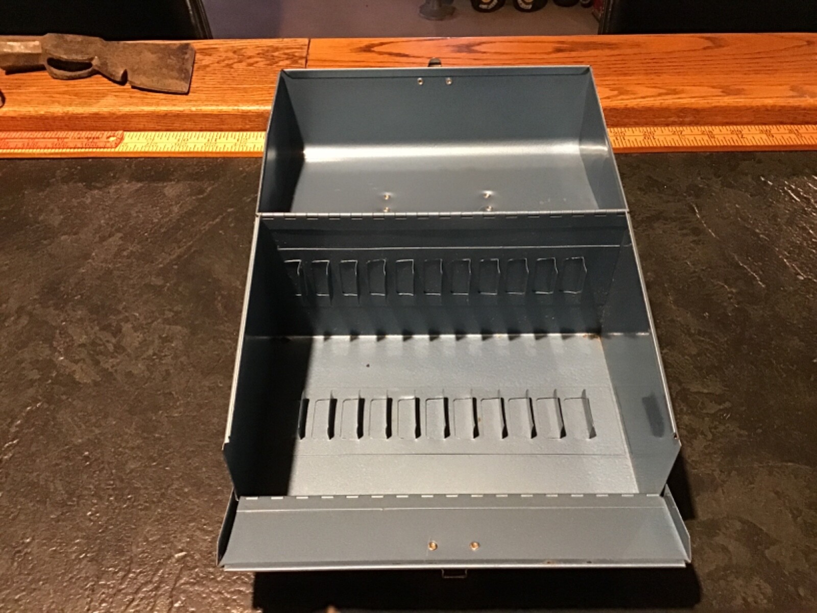 Box, Blue Metal Film Storage Box, Vintage and Unique, Carry Box for 12 film reel