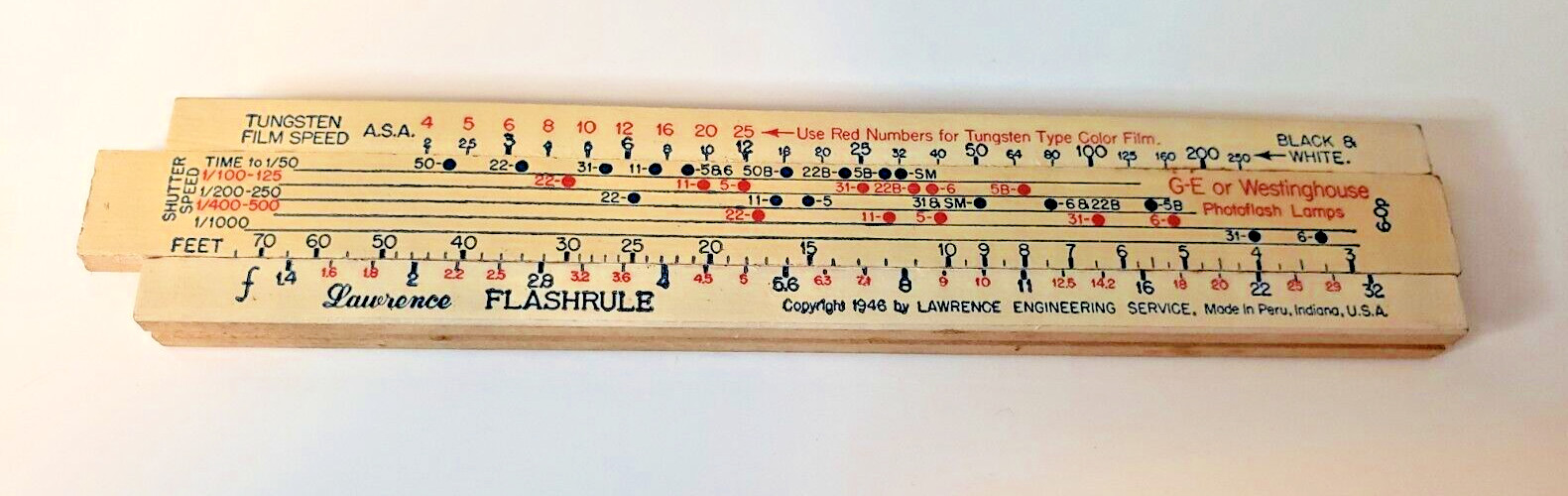 1946 Film Speed Camera Calculator Lawrence Tungsten Film Speed