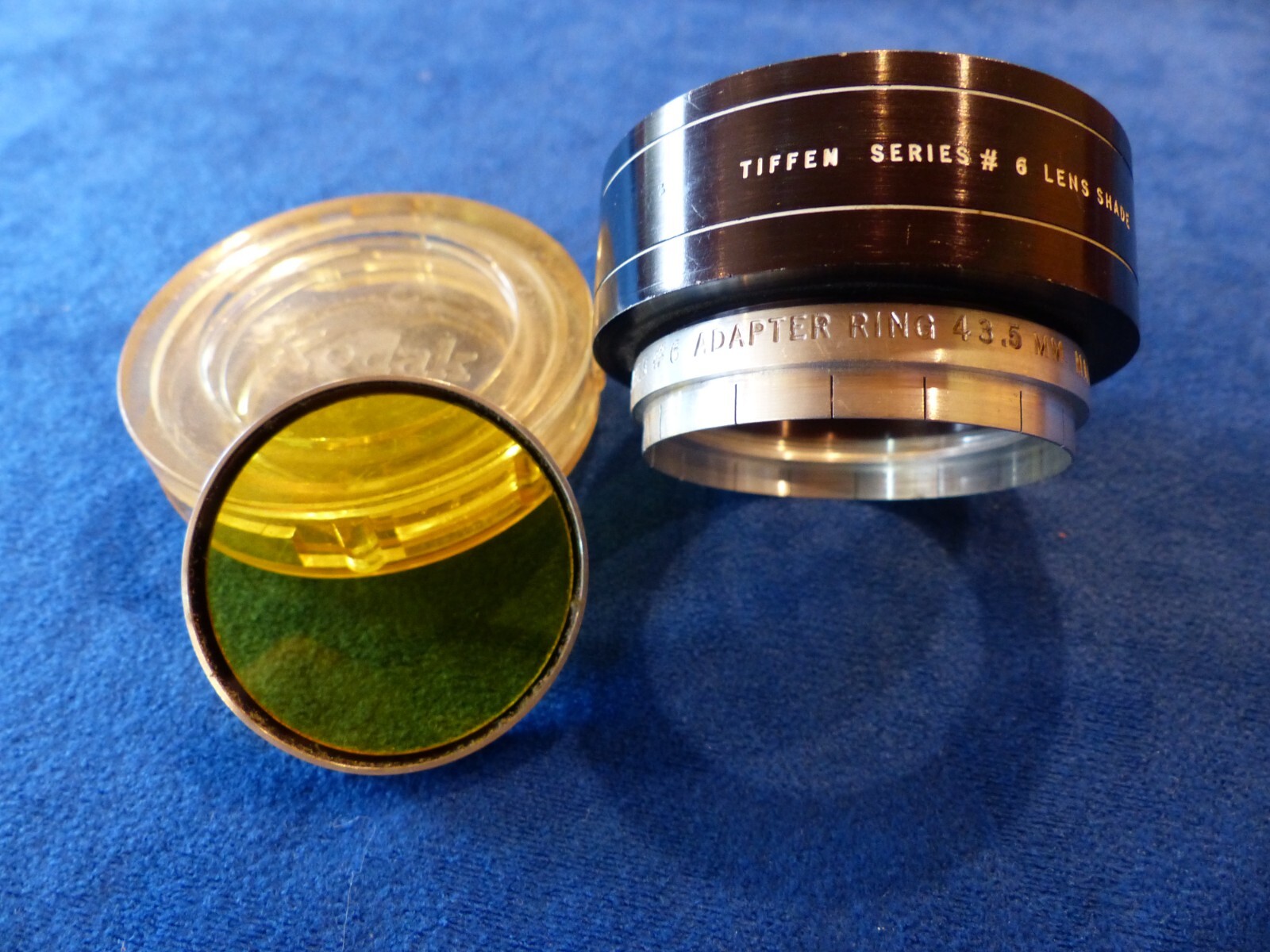 Vintage Tiffen series VI lens shade+43.5 mm adapter ring fits Kodak 5-1/2″ lens