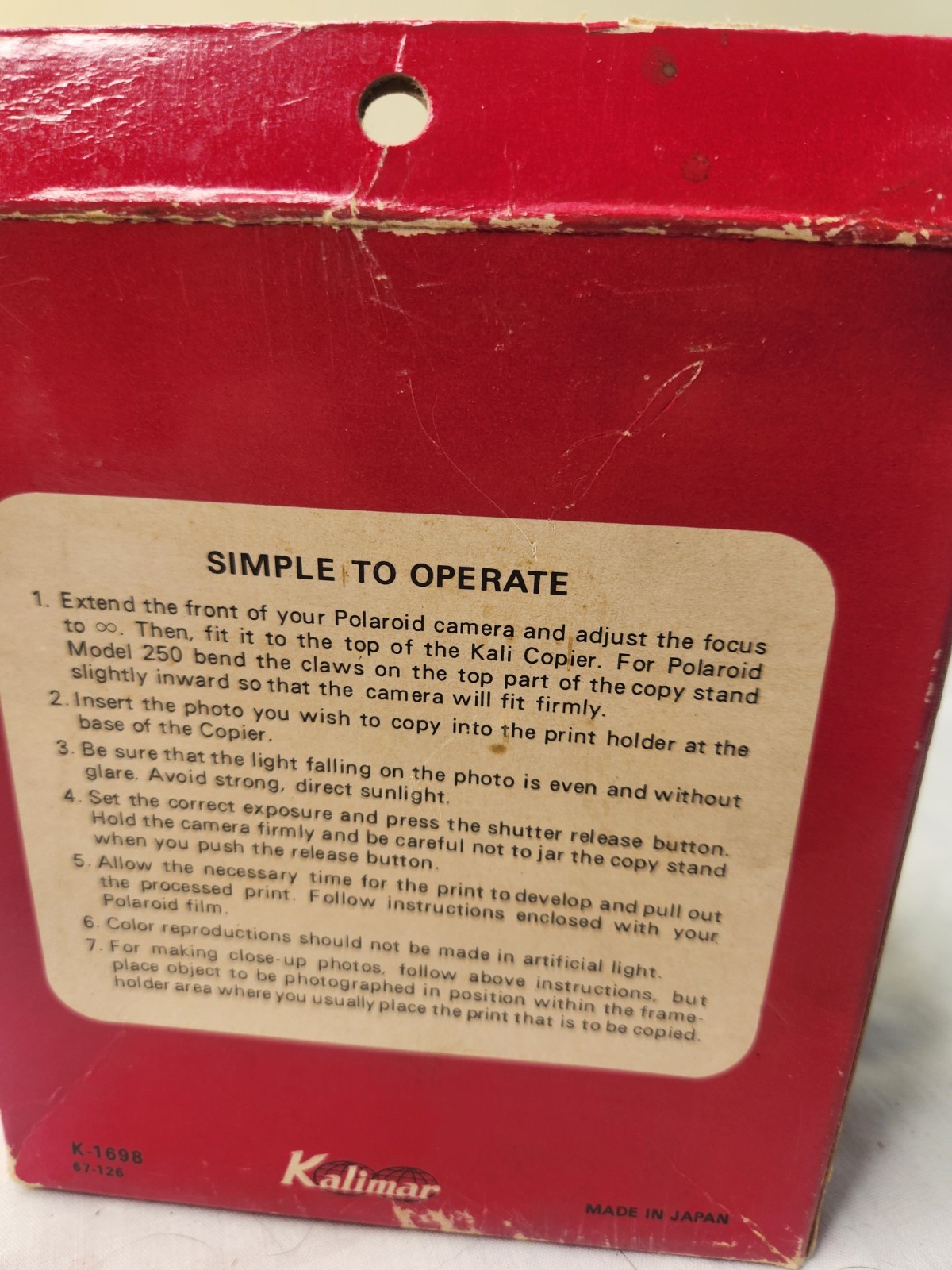 Vintage Kalimar Kali-Copier for Polaroid Filmpack Cameras K-1698