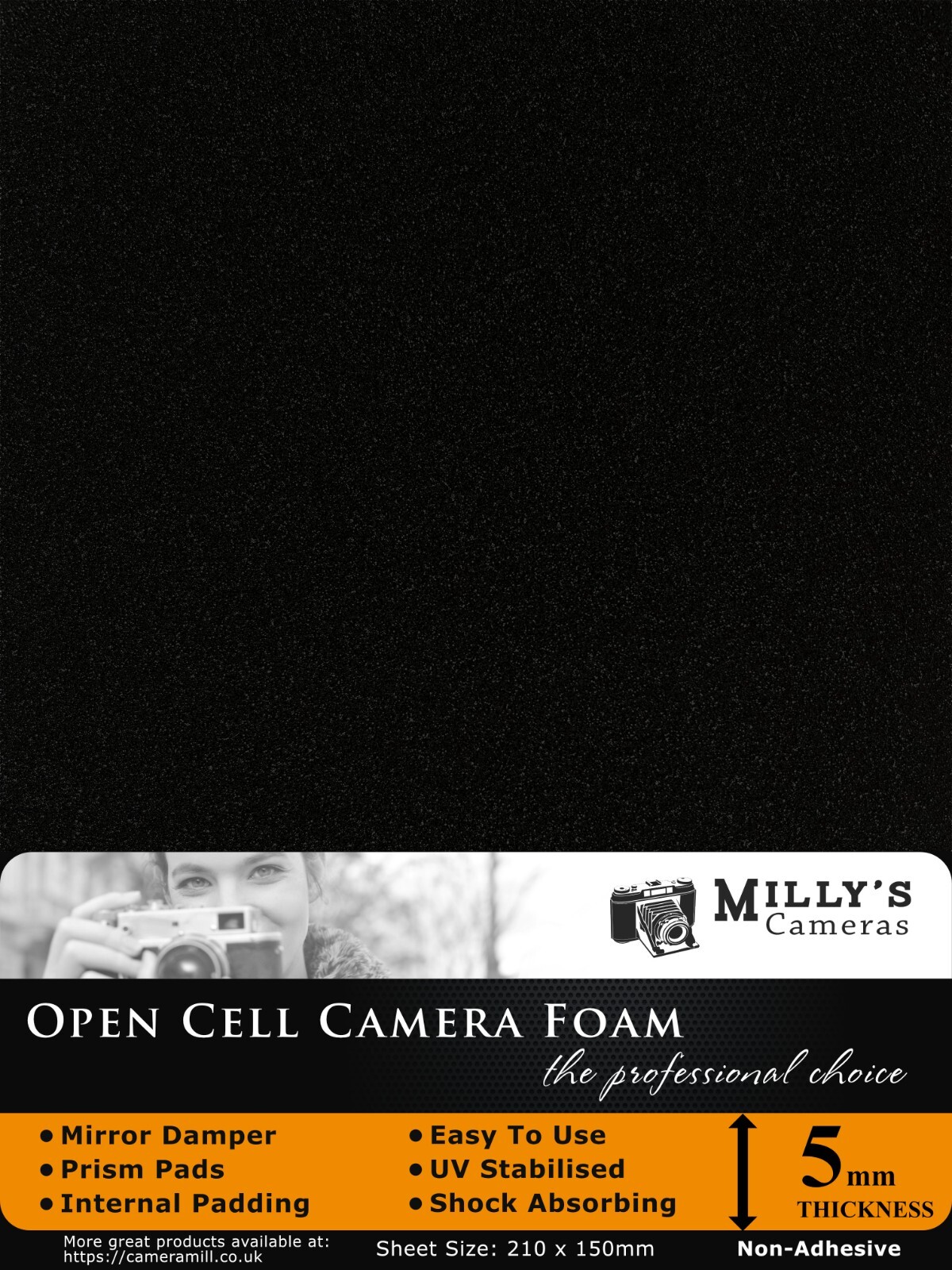 5mm Light Seal Foam – 210 x 150mm Non-Adhesive for ALL Film Camera Formats