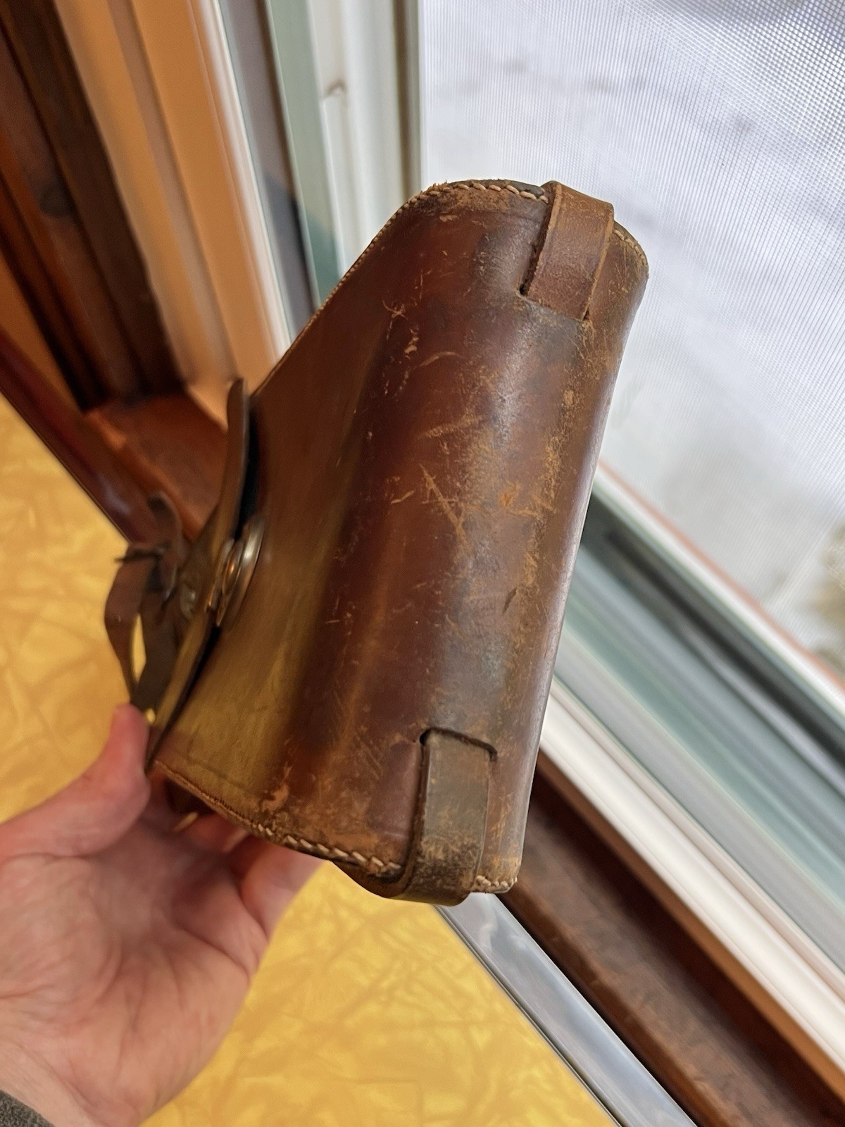 Antique Kodak Paris & Lyon Folding Film Camera Case in Brown Leather with Strap