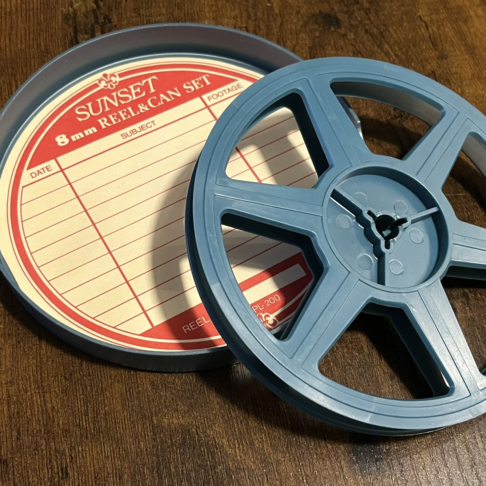 Vintage Sunset 8mm 400 ft Plastic Movie Film Reel & Container Canister Case