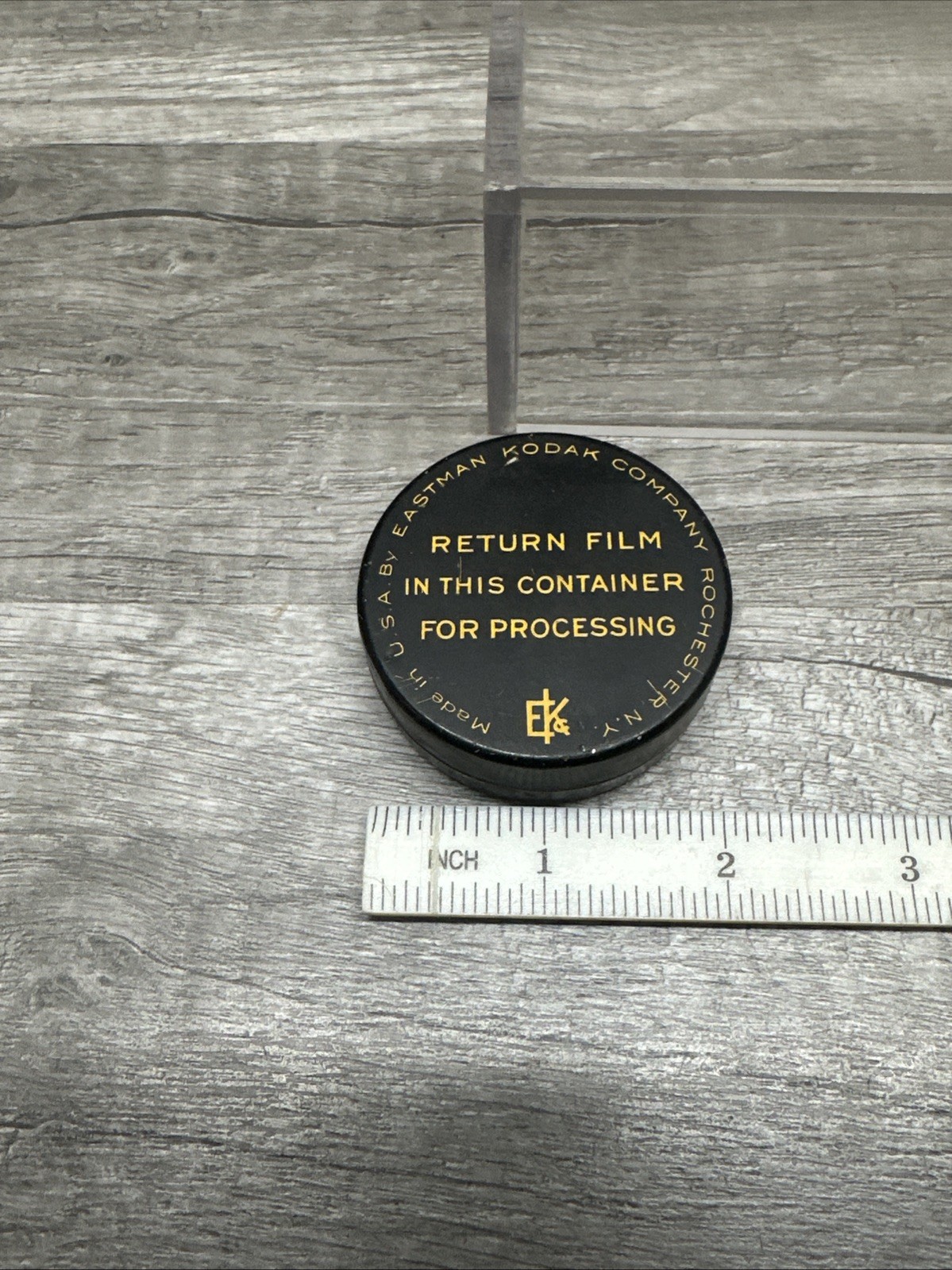 Vintage EASTMAN KODAK Company Round Metal Tin Film RETURN Container Box Holder