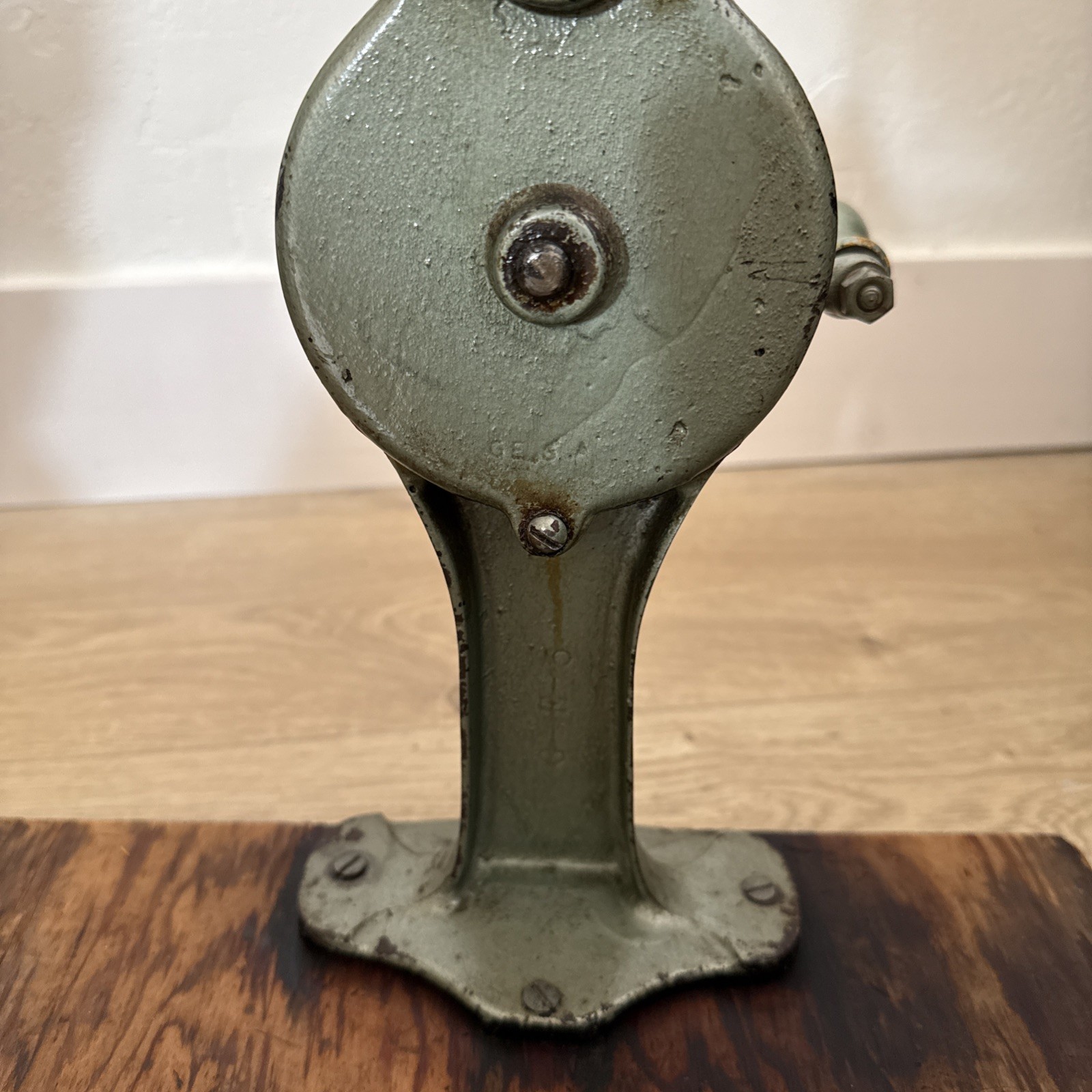 Antique Neumade Everwear Cast Iron Manual Film Rewinder Working and Mounted