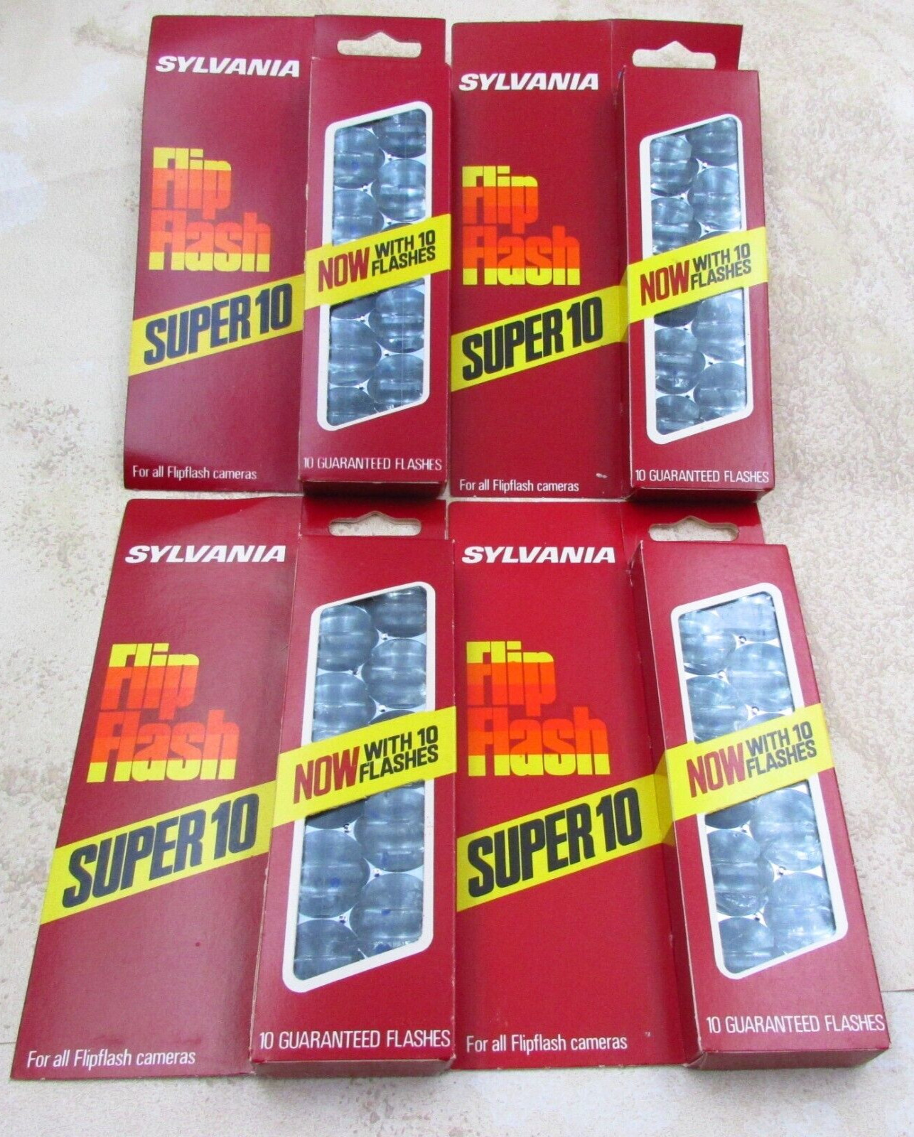 Lot Of 4 New Old Stock Sylvania Blue Dot Flip Flash Super 10 Flashes, New In Box