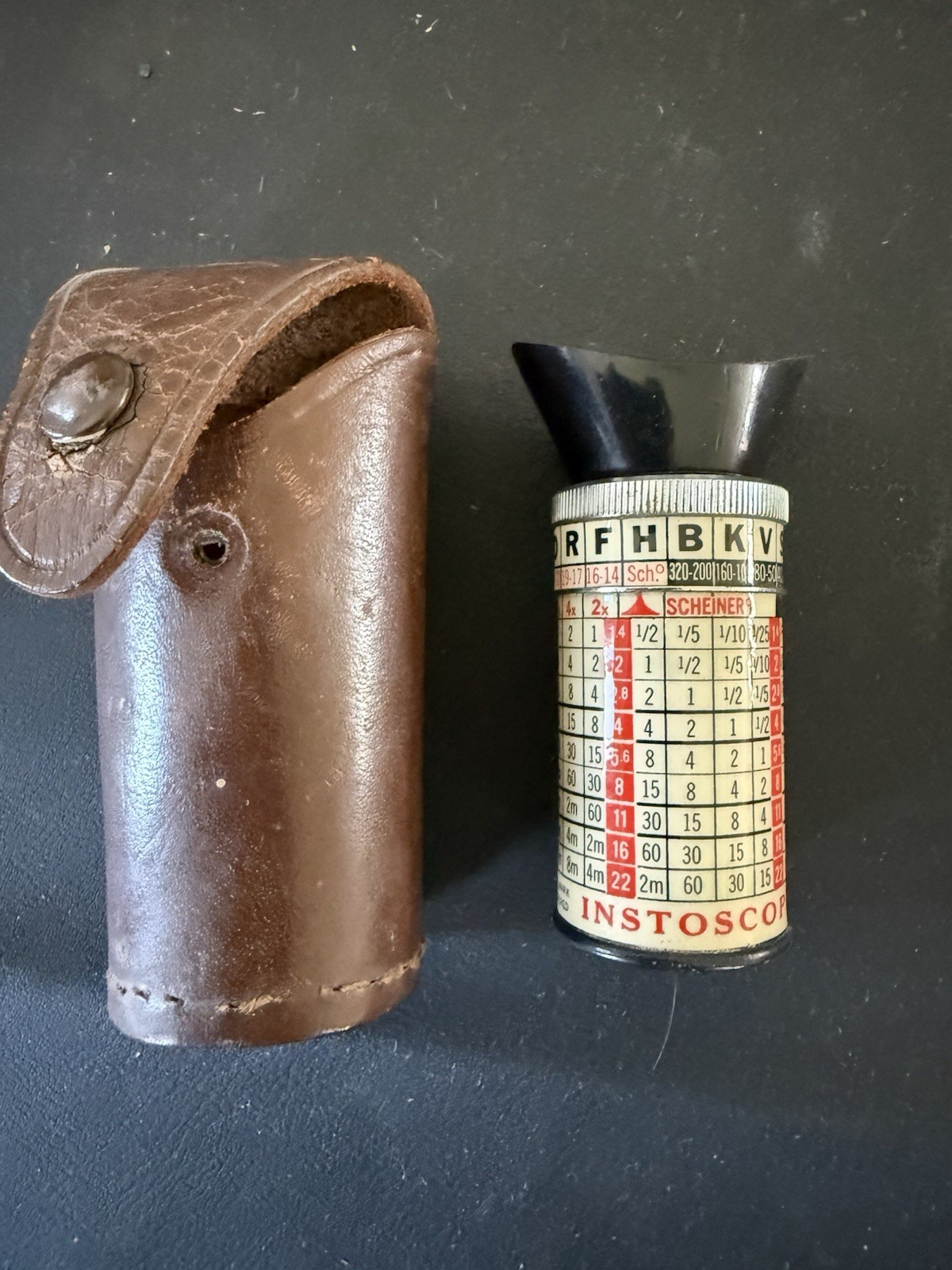 Vintage Instoscope Camera Exposure Calculator Viewer w/ Leather Case USA