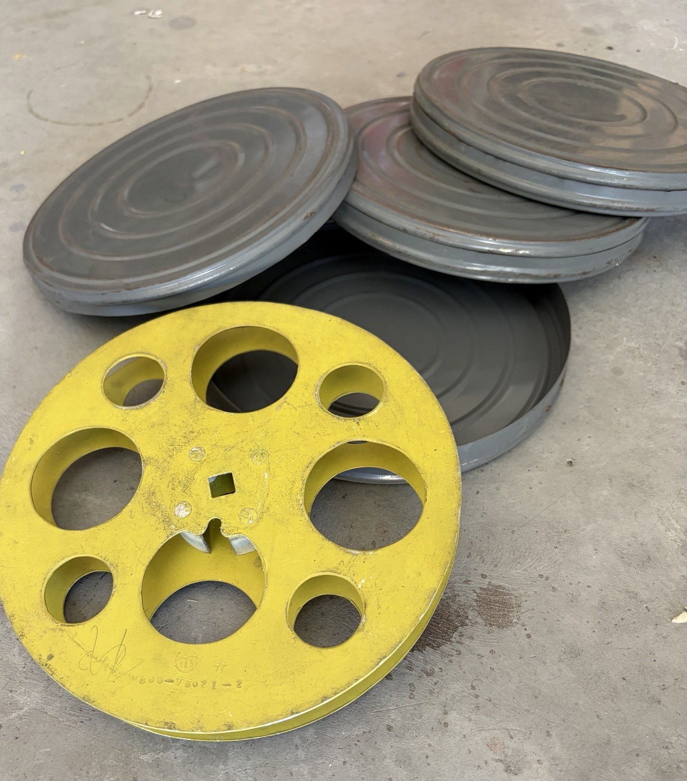 Vintage Metal Movie Film Reels & Film Canisters Lot (Empty Reels)