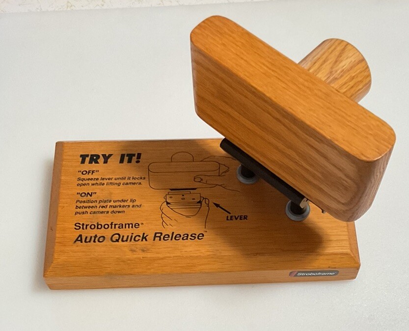 RARE Wooden Camera Salesman Sample Stroboframe Quick Release Set