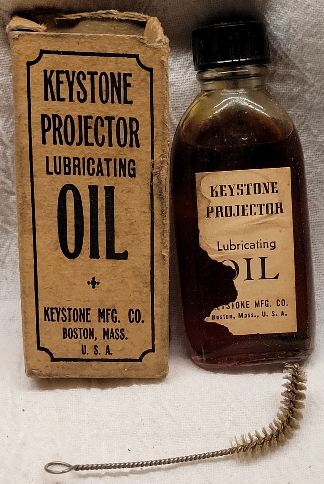 Old Keystone Projector Lubricating Oil in the Original Bottle & Box Boston Mass
