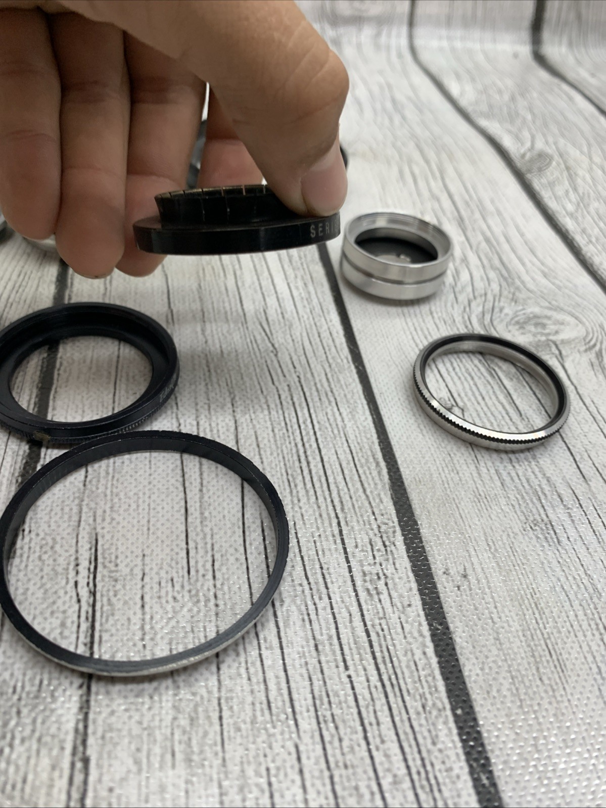 Vintage lot Camera Parts Hoods Caps Lens Adapters 11 pieces
