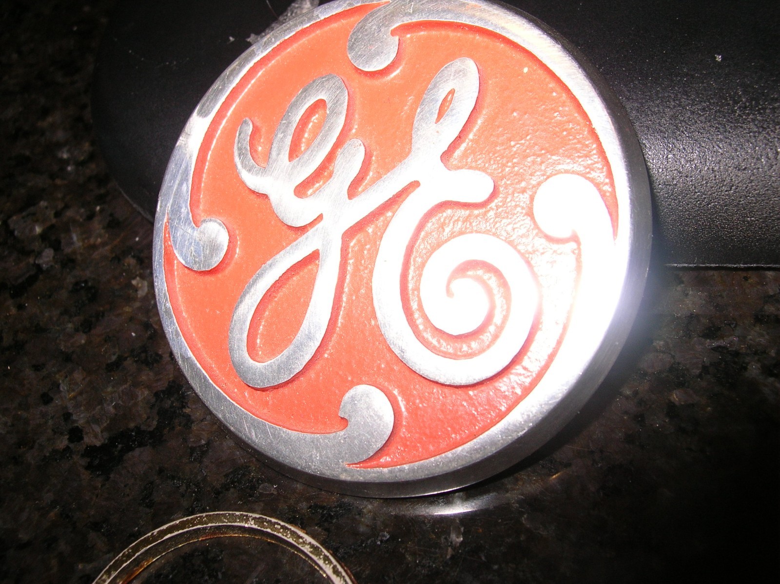 GE and RCA Broadcast Logos Metal Script Glue on Screw on Castings
