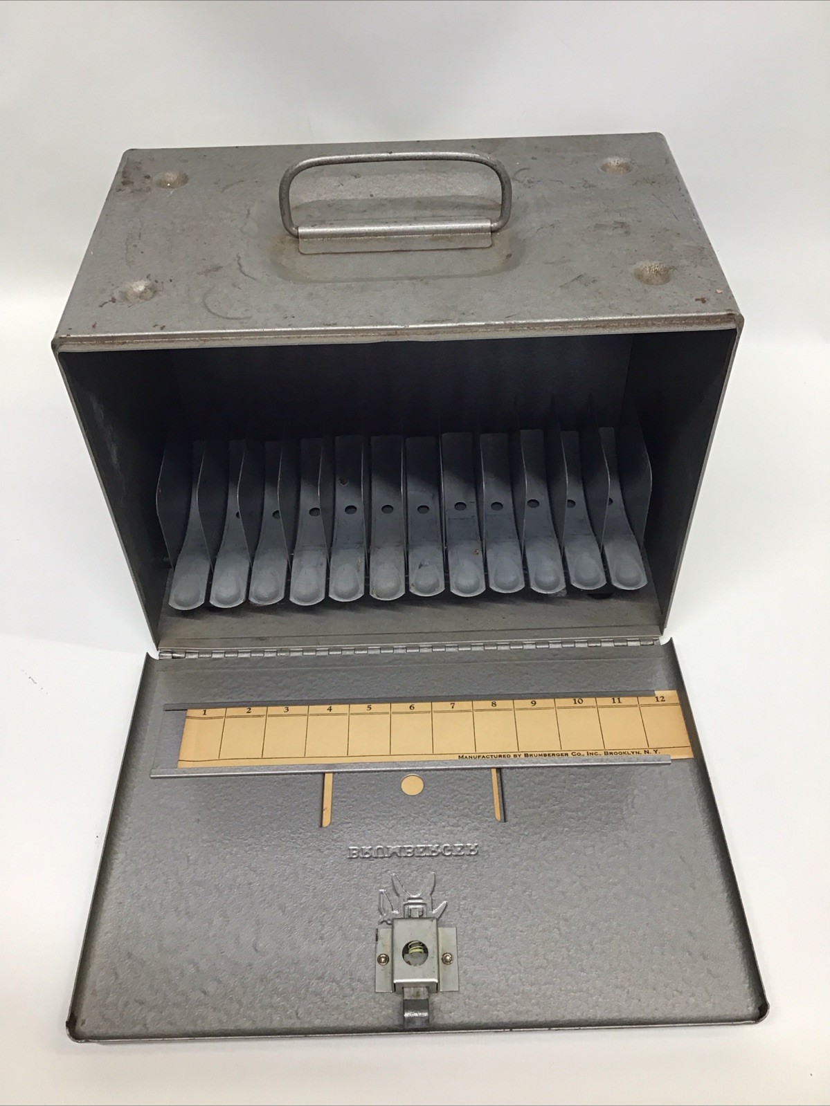 Brumberger 12 8mm Film Reel Storage Case Metal Home Movie Carry Box 1950s
