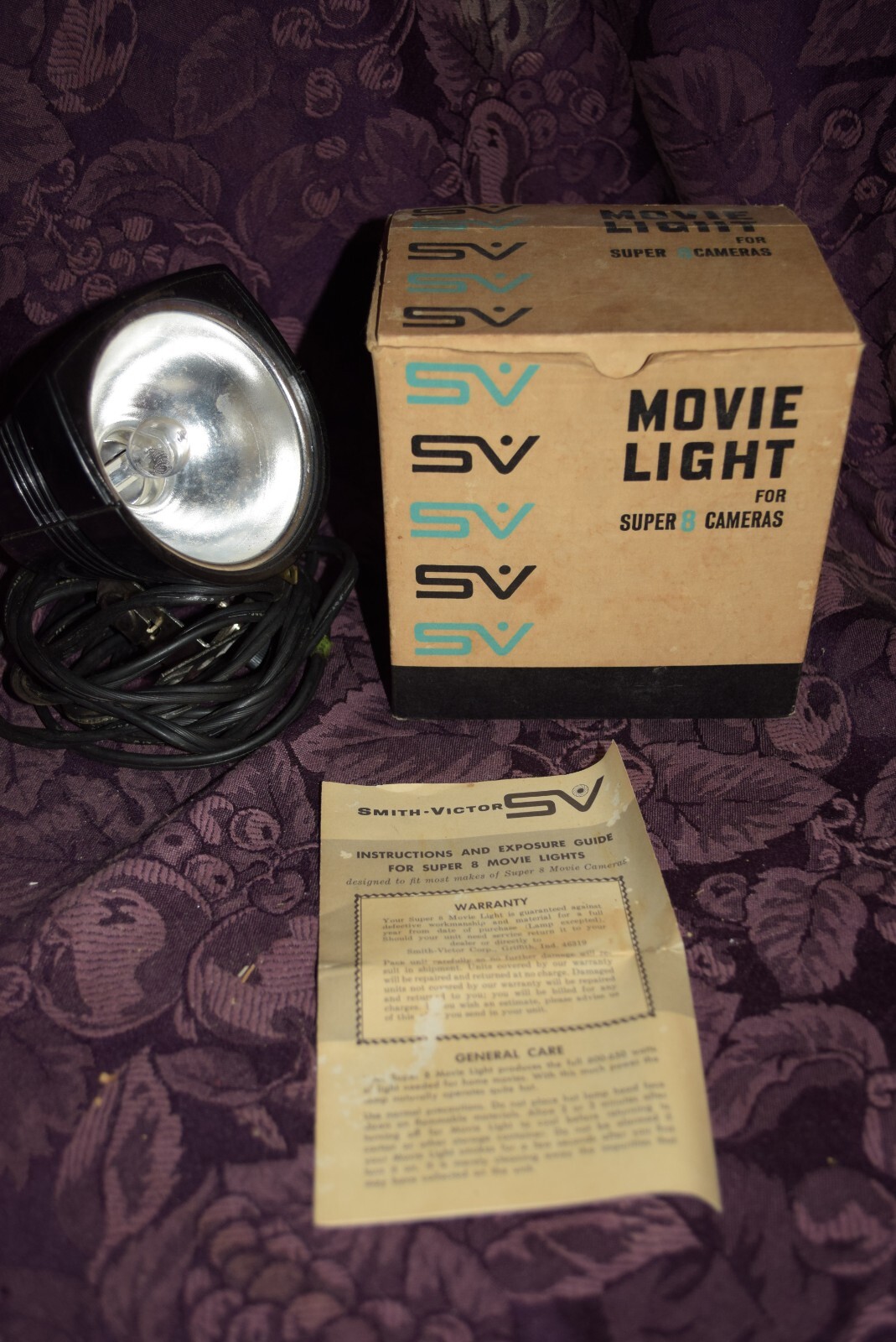 SV Smith-Victor Movie Light Model Q-1 650 watt for Super 8 Movie Cameras w/ Box