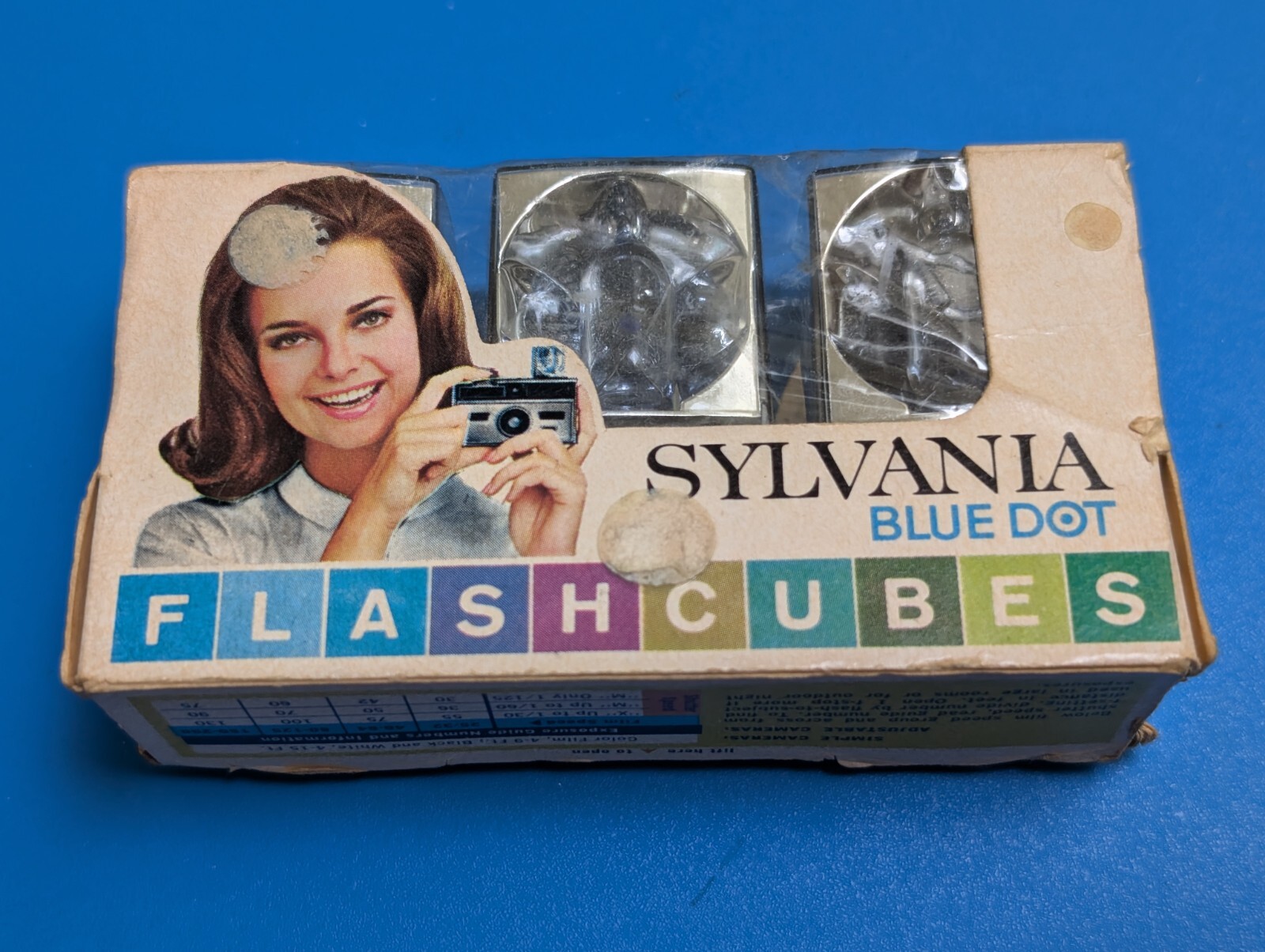 Vintage Sylvania Blue Dot Flash Cubes Camera Flashbulbs