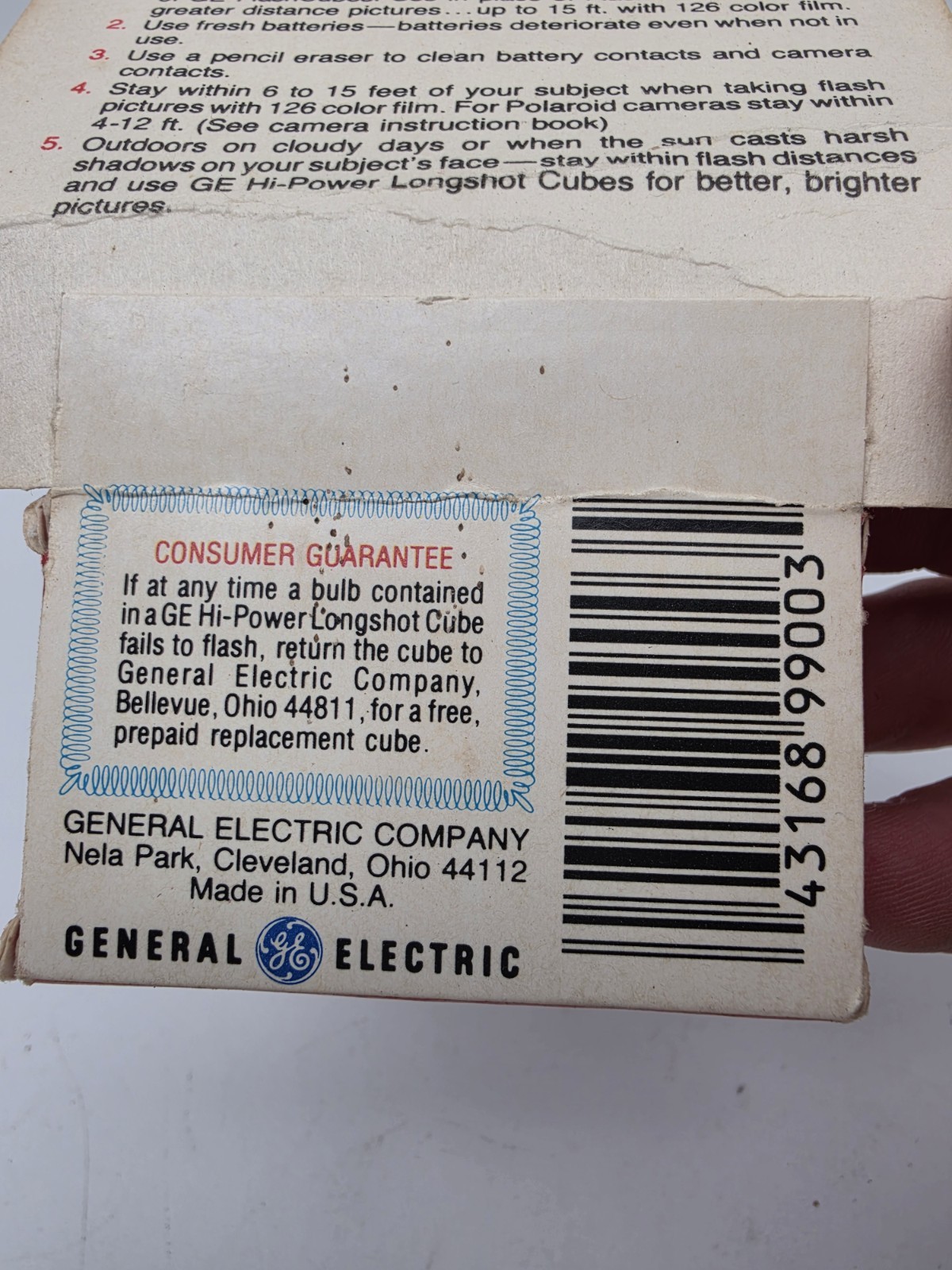Vintage GE Hi-Power Longshot Flash Cubes Box of 2 Cubes-8 Flashes NOS