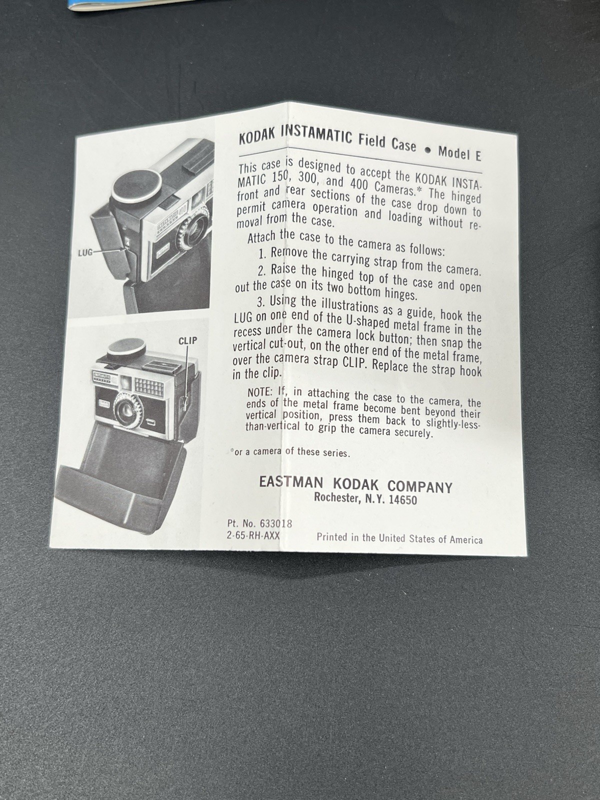 Kodak Instamatic Field Case Model E 150, 154, 300, 304, 400, 404