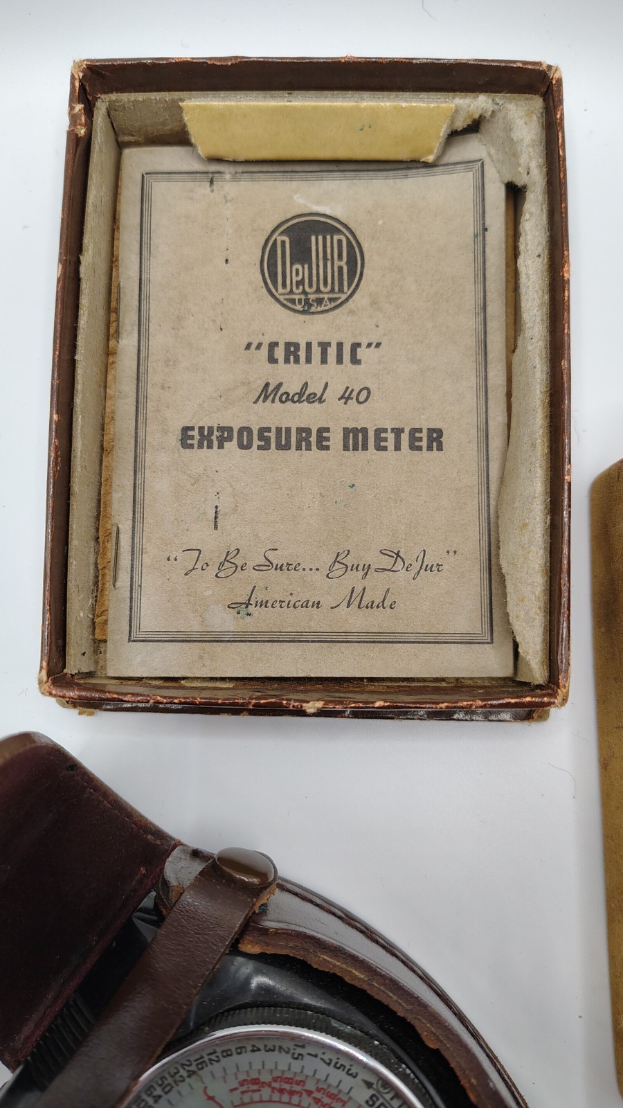Vintage DeJur Critic Model 40 Exposure Meter Tested Working w/ Original Box Case