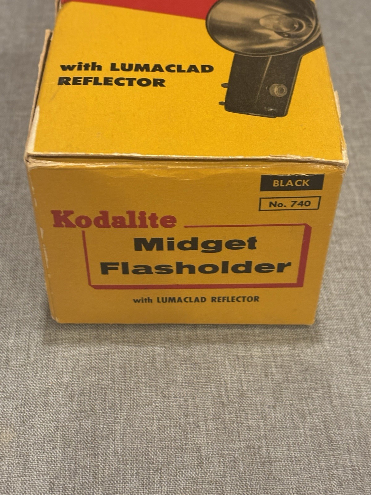 Kodalite Midget FlashHolder W/Lumaclad Reflector Vintage Inbox. Black #740 VTG