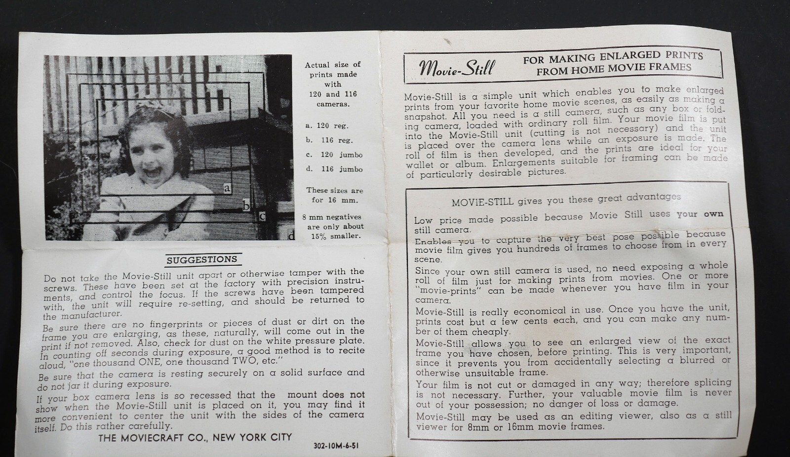 MovieCraft – Movie-Still 8mm Make Prints from Home Movies + Box w/Instructions