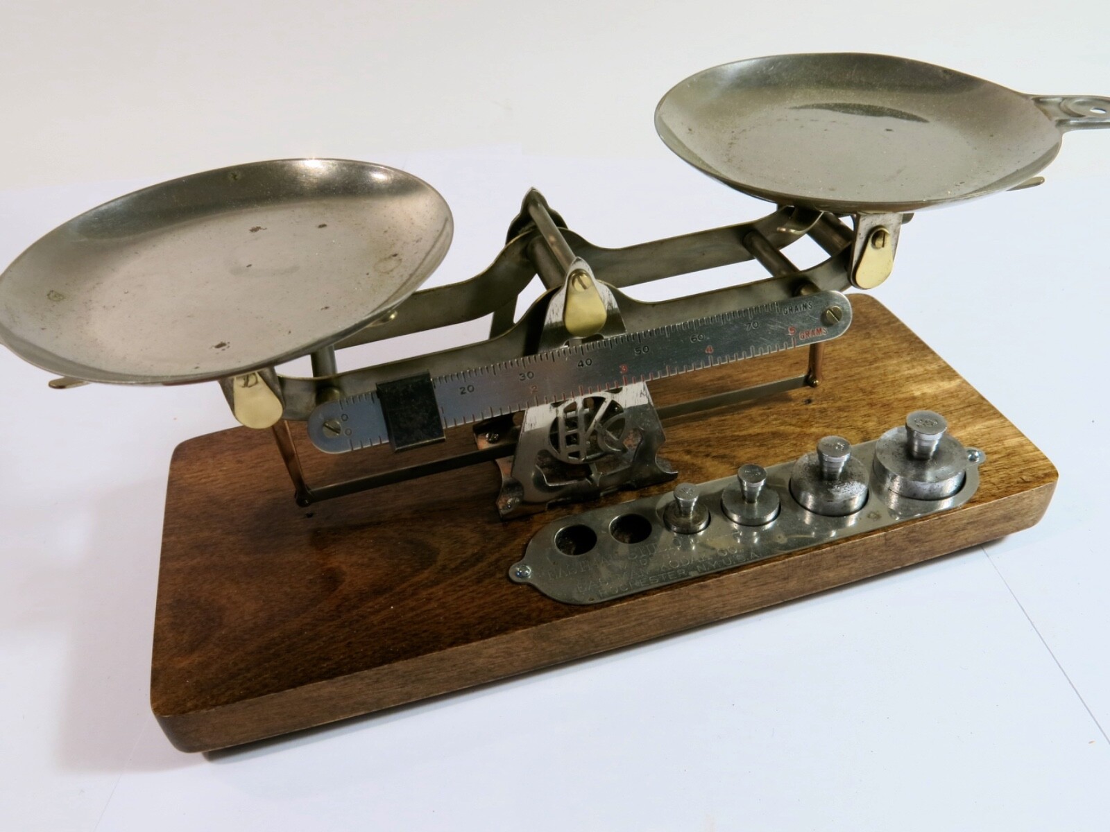 Antique Kodak Studio Scale with Weights and Pans — Refinished Base