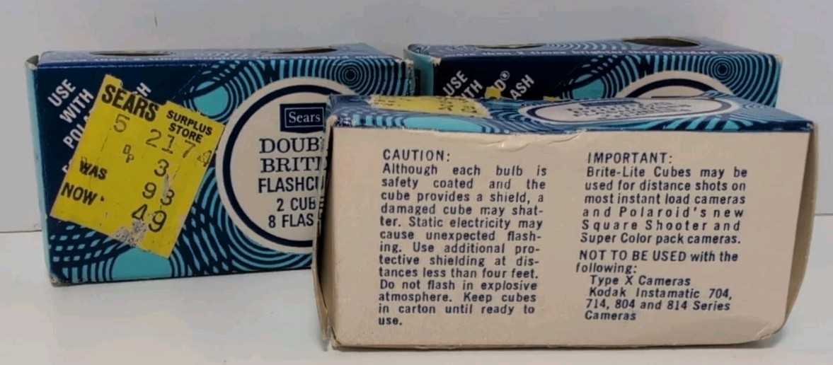 Vintage SEARS Double Bright Flashcubes Lot Of 3 – 6 Flashcubes Total