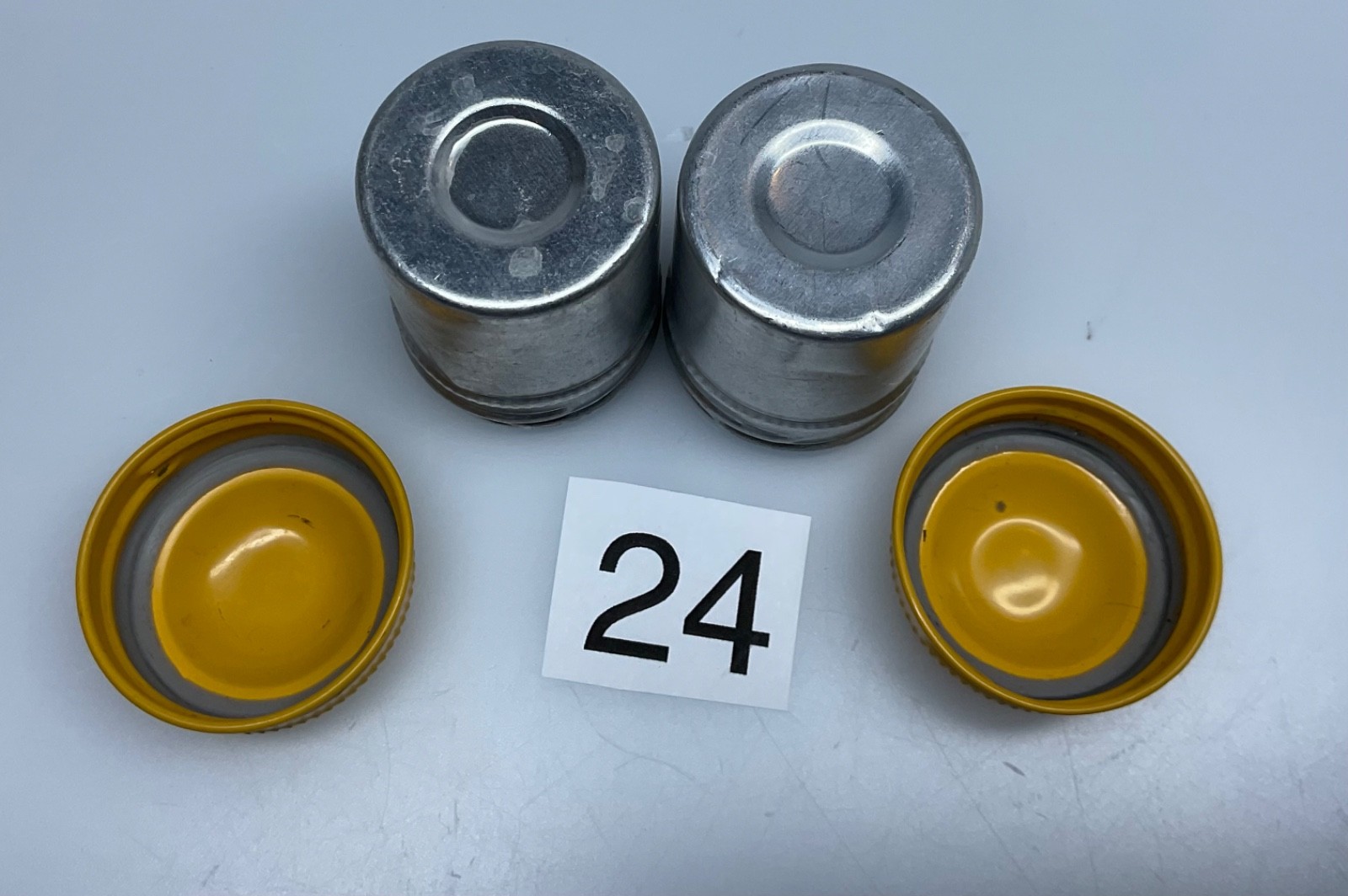 2 VTG Lot Kodak 35mm Film Roll Container Metal Tin Can Canister yellow