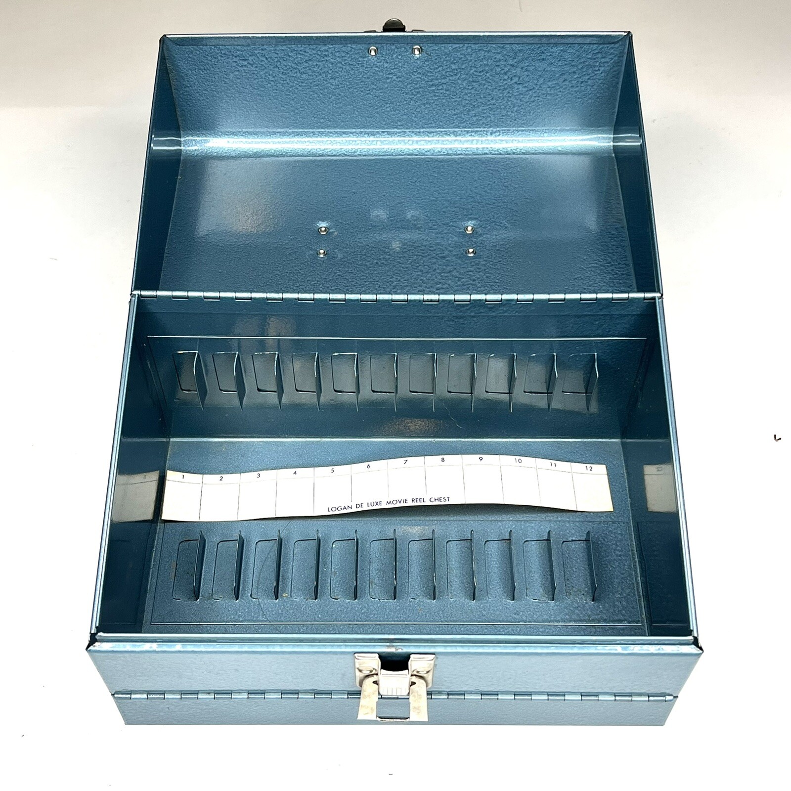 Logan De Luxe Blue Metal 8mm Movie Reel Chest Case w/ Original Box