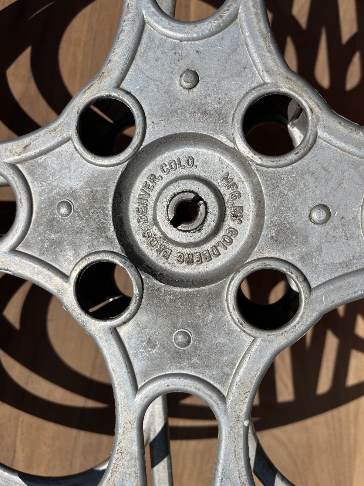 Vintage Goldberg Bros. 15″ Movie Reel 4 holes – Denver Co. Cast Aluminum