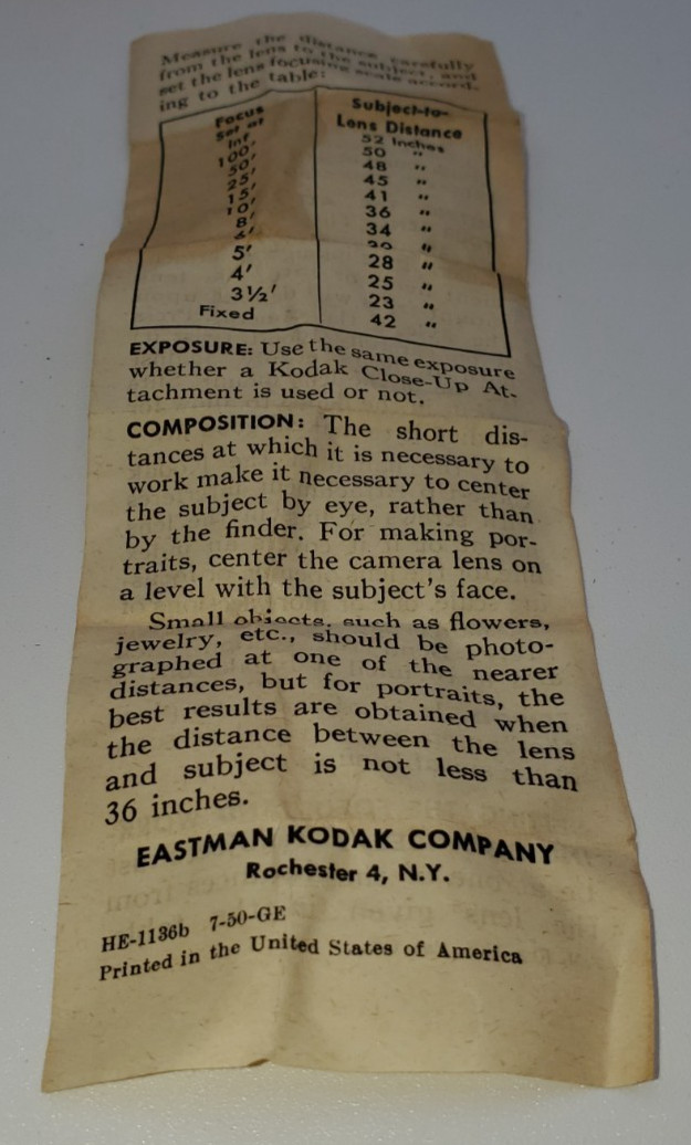 Vintage Kodak Close Up Attachment No. 3 Original Case
