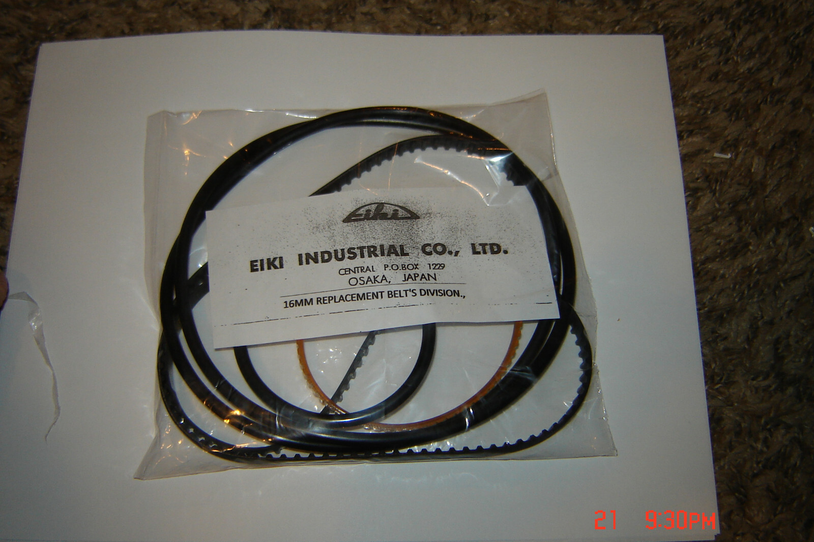 EIKI 16mm Projector Belts For EIKI EX-2000N Projectors,FROM S/N 2357,5 Belt Kit.