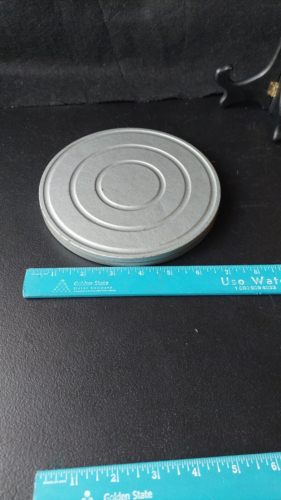 FILM REEL STORAGE TIN LOT. 5 in. 1 ALUMINUM, 2 METAL.