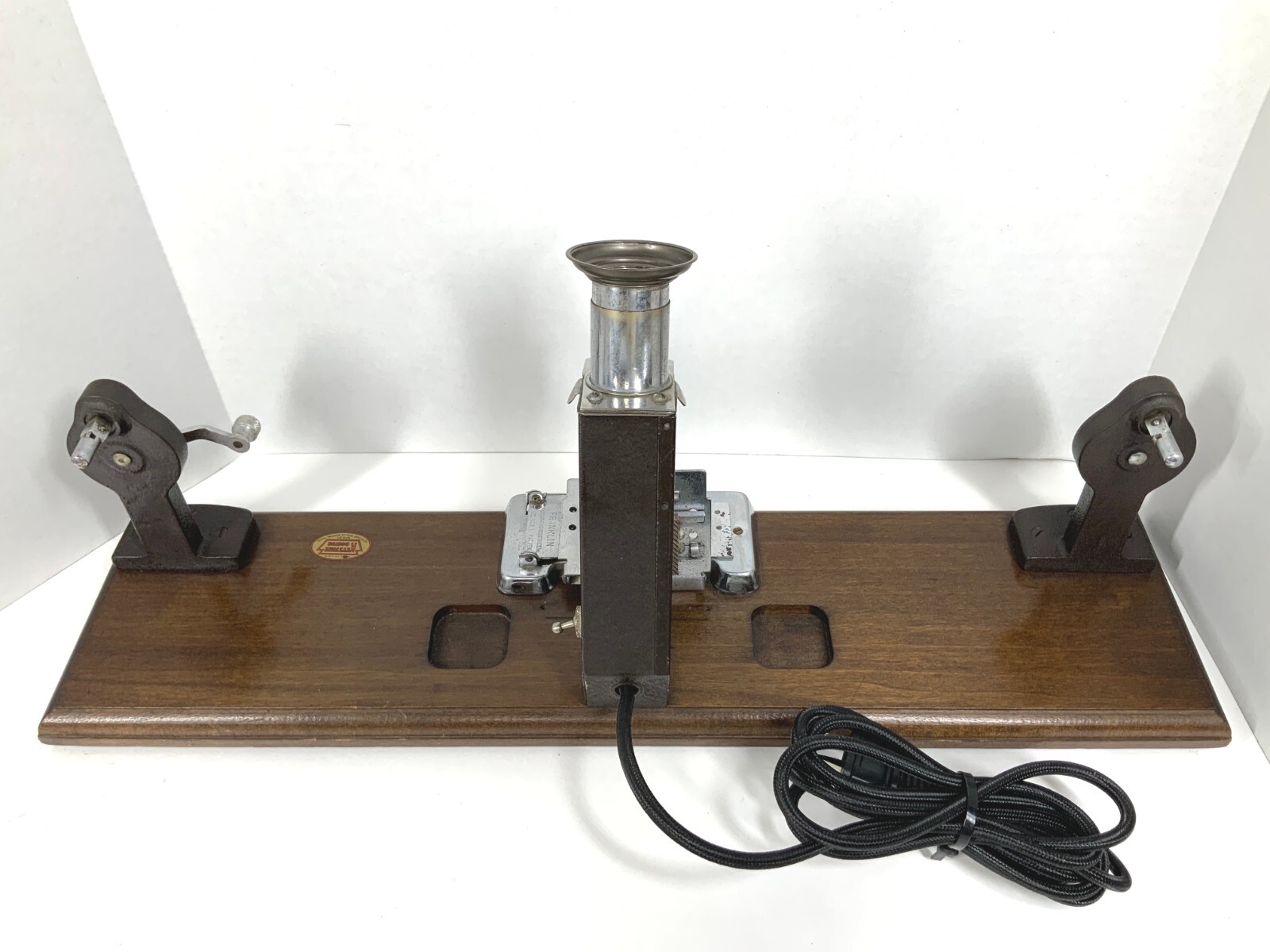 Antique Film Splicer Editor Keystone Boston Wooden Base Eyepiece And Light Works