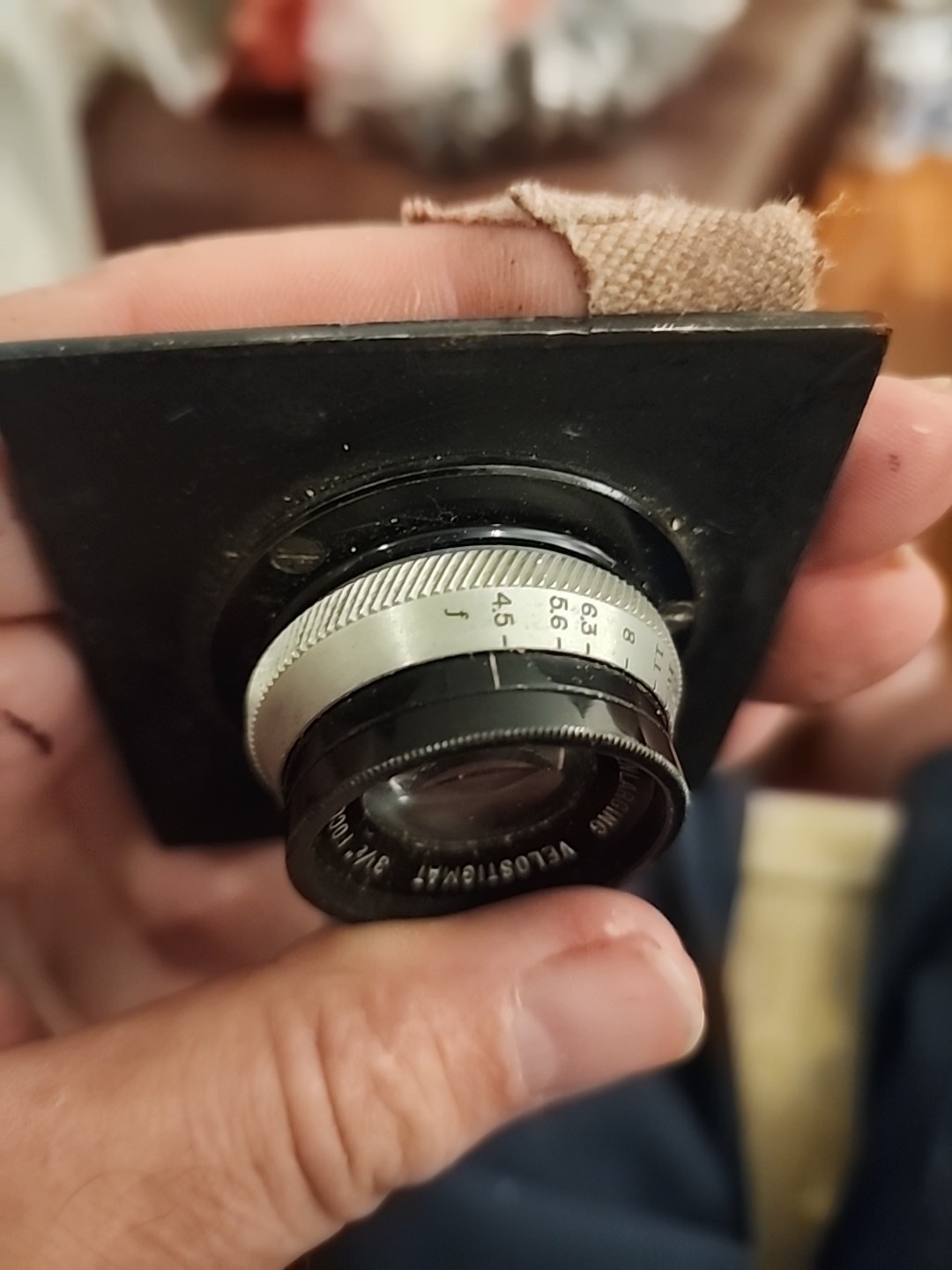Wollensak 3-1/2″ (90mm) f/4.5 Velostigmat enlarging lens on Plate