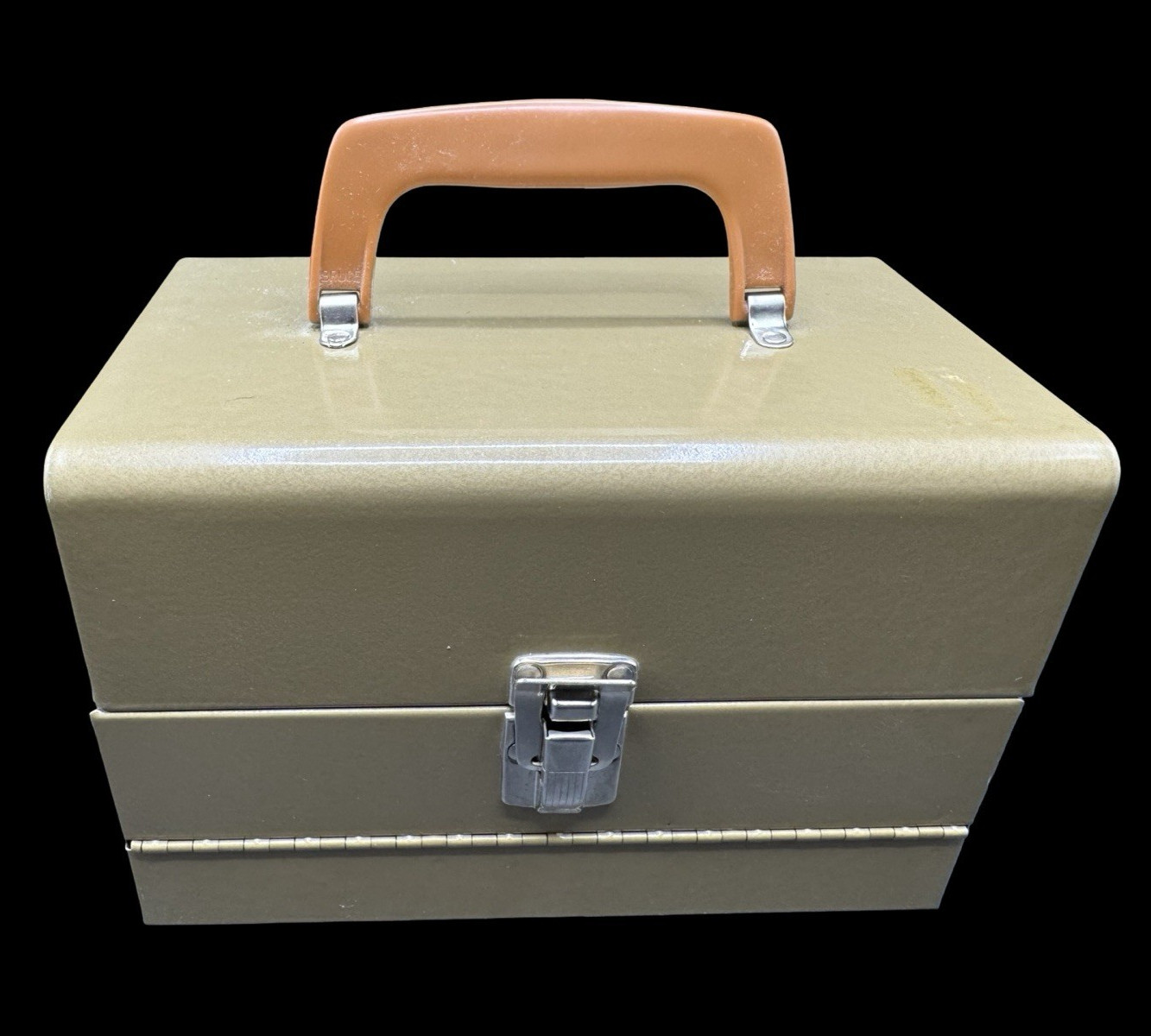 Logan De Luxe Movie Reel Case 10 Reels 5″ Beige Metal Storage Film