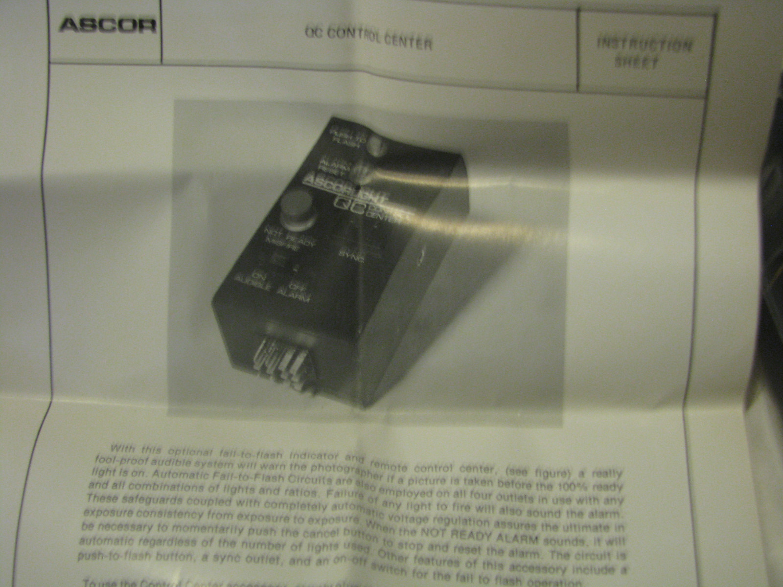 ASCORLIGHT CAT. NO.031-577 QC CONTROL CENTER