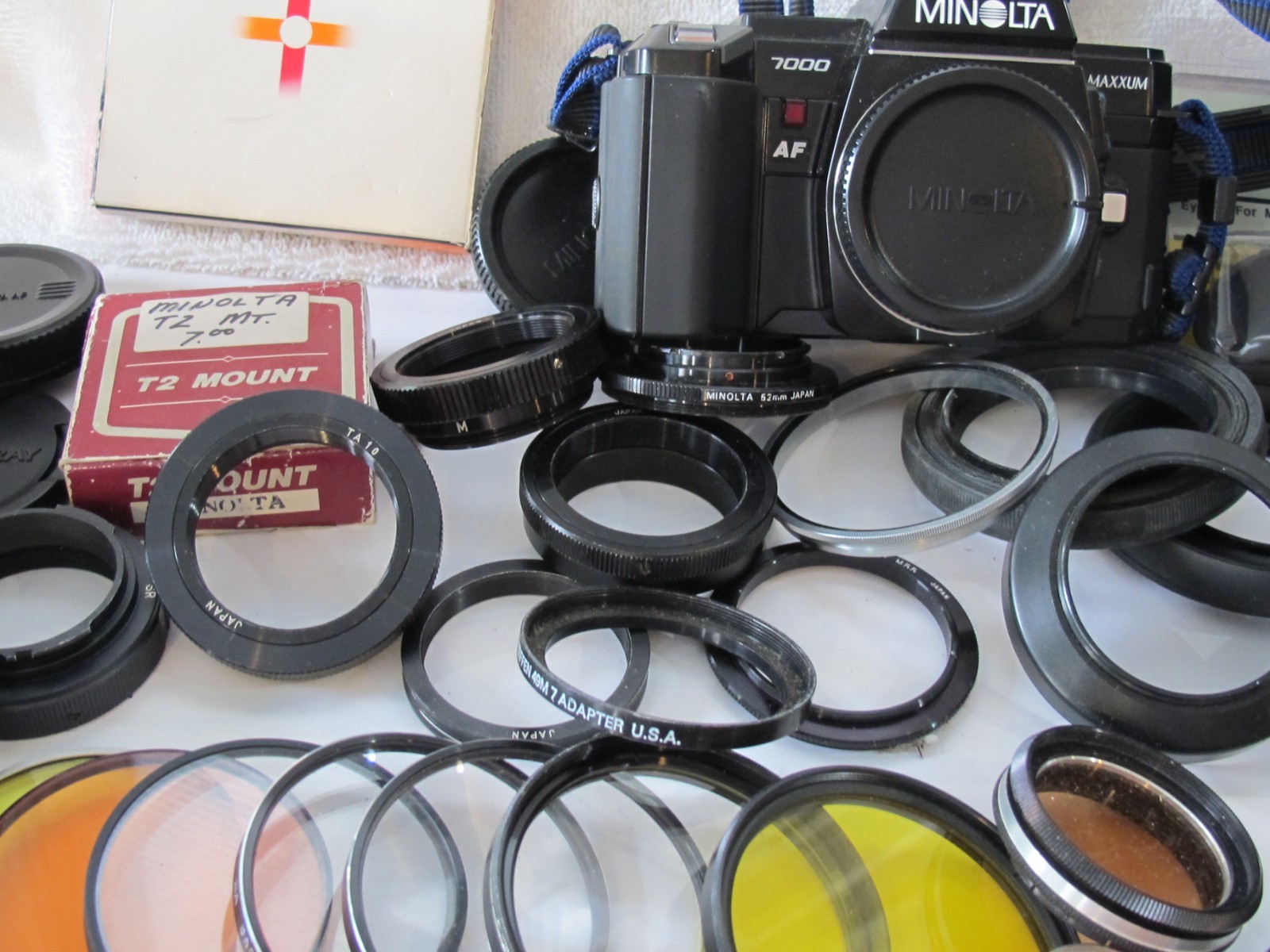 Vintage MINOLTA Camera Filter Cap Manual Adapter Ring Cable Release Mixed LOT #6