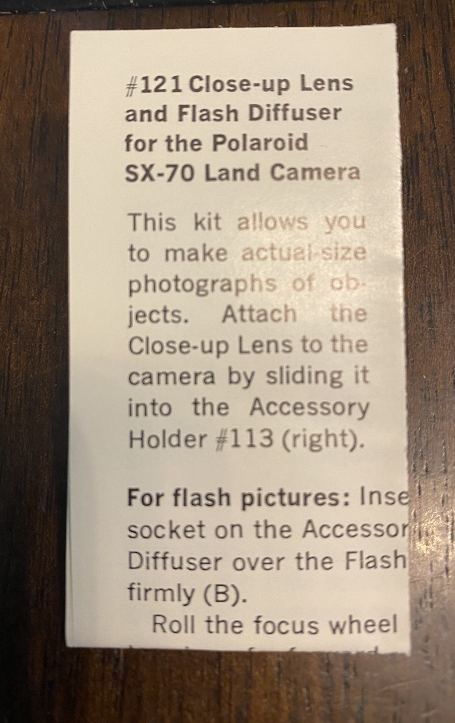 NOS – Polaroid Close-Up Lens & Flash Diffuser #121, for SX-70 Land Camera