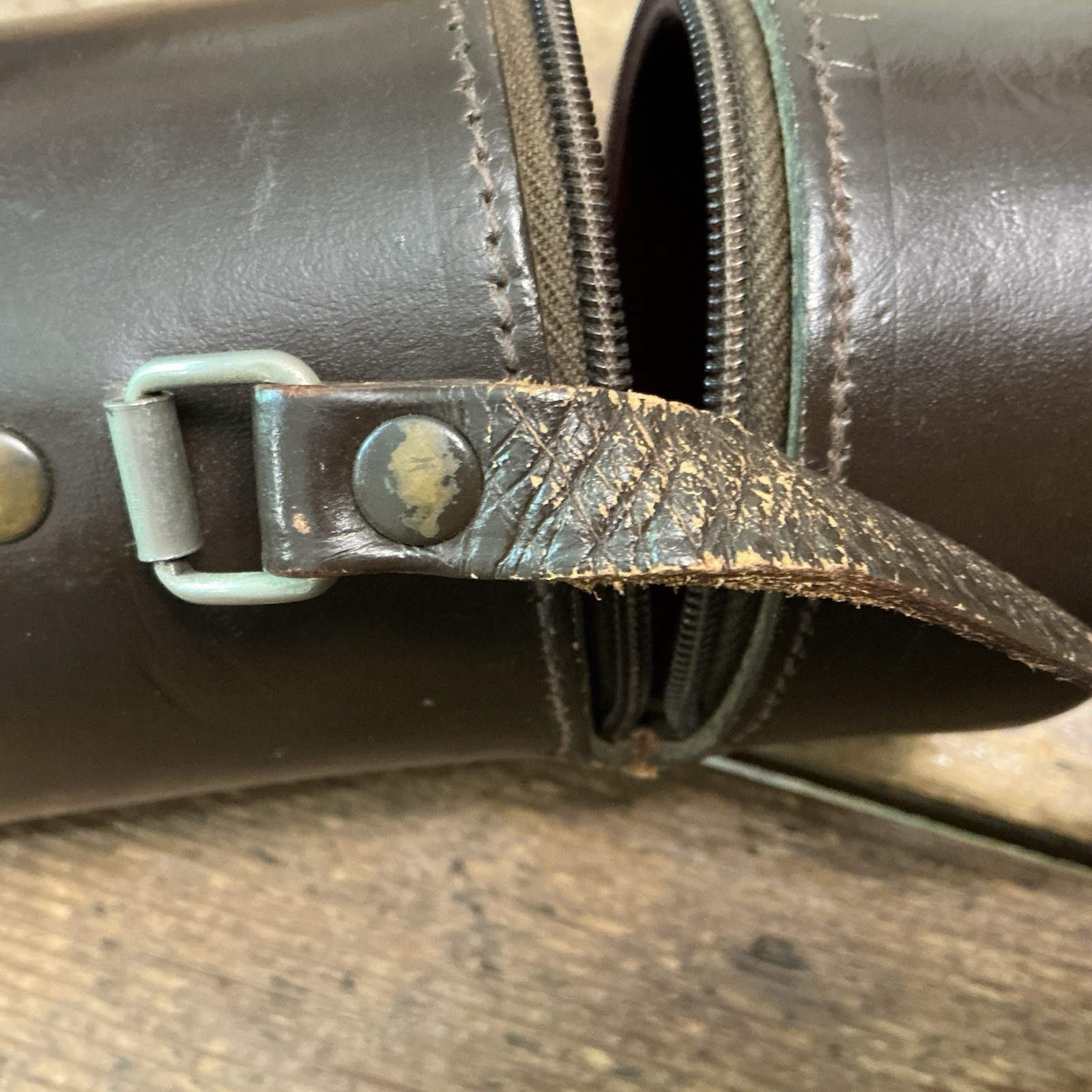 E LEITZ #14 Brown Cowhide Leather Zipper Lens Case Leica 8×3” With Strap NY