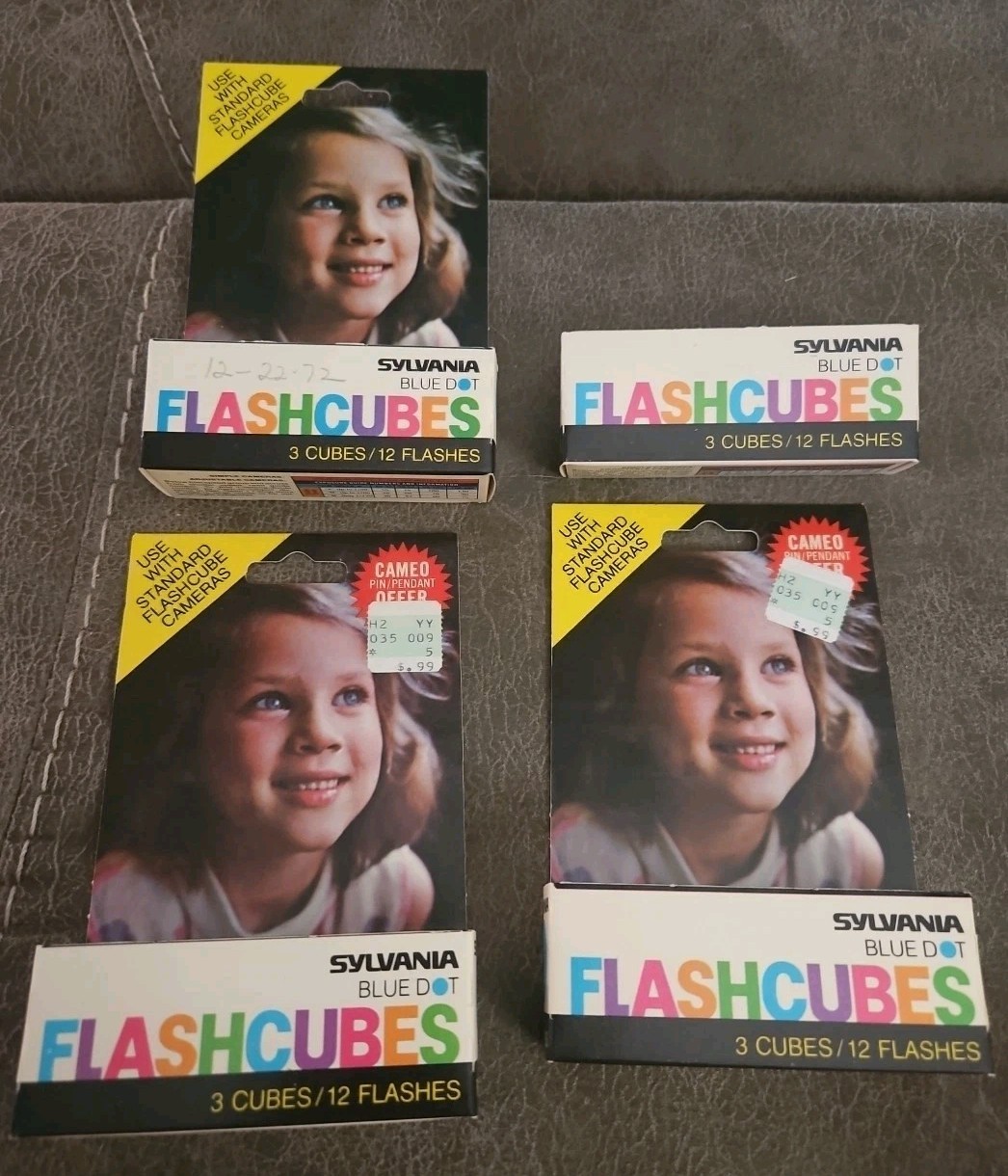 VINTAGE Sylvania Flash Cubes Blue Dot Pack of 3 4 Boxes 48 Flashes New Lot #3