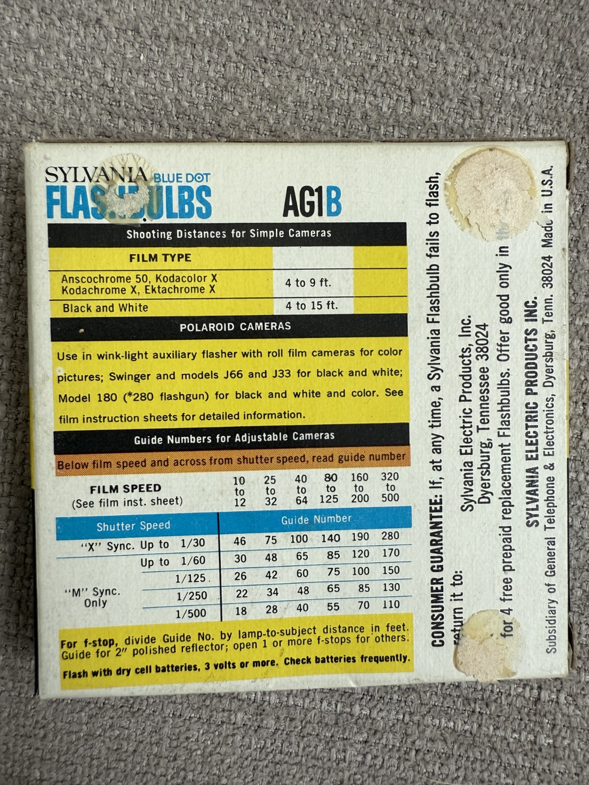 Sylvania Vintage Blue Dot Flashbulbs AG1B – 2 Boxes 24 Blue Bulbs 210 C NOS