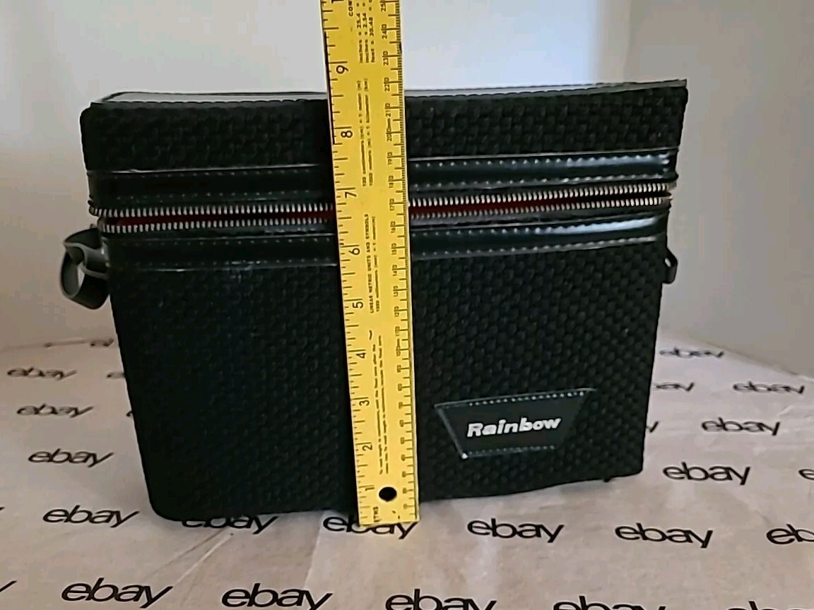 Zippered Camera Accessory Case 1950’s Black Box Bag with carrying strap Rainbow