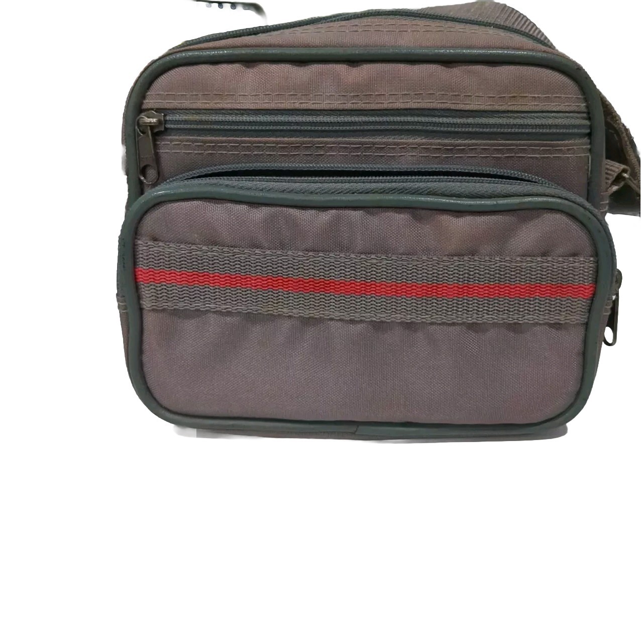 Vintage Canvas Camera Case Shoulder Bag w/ Opti Zippers Green made in Taiwan
