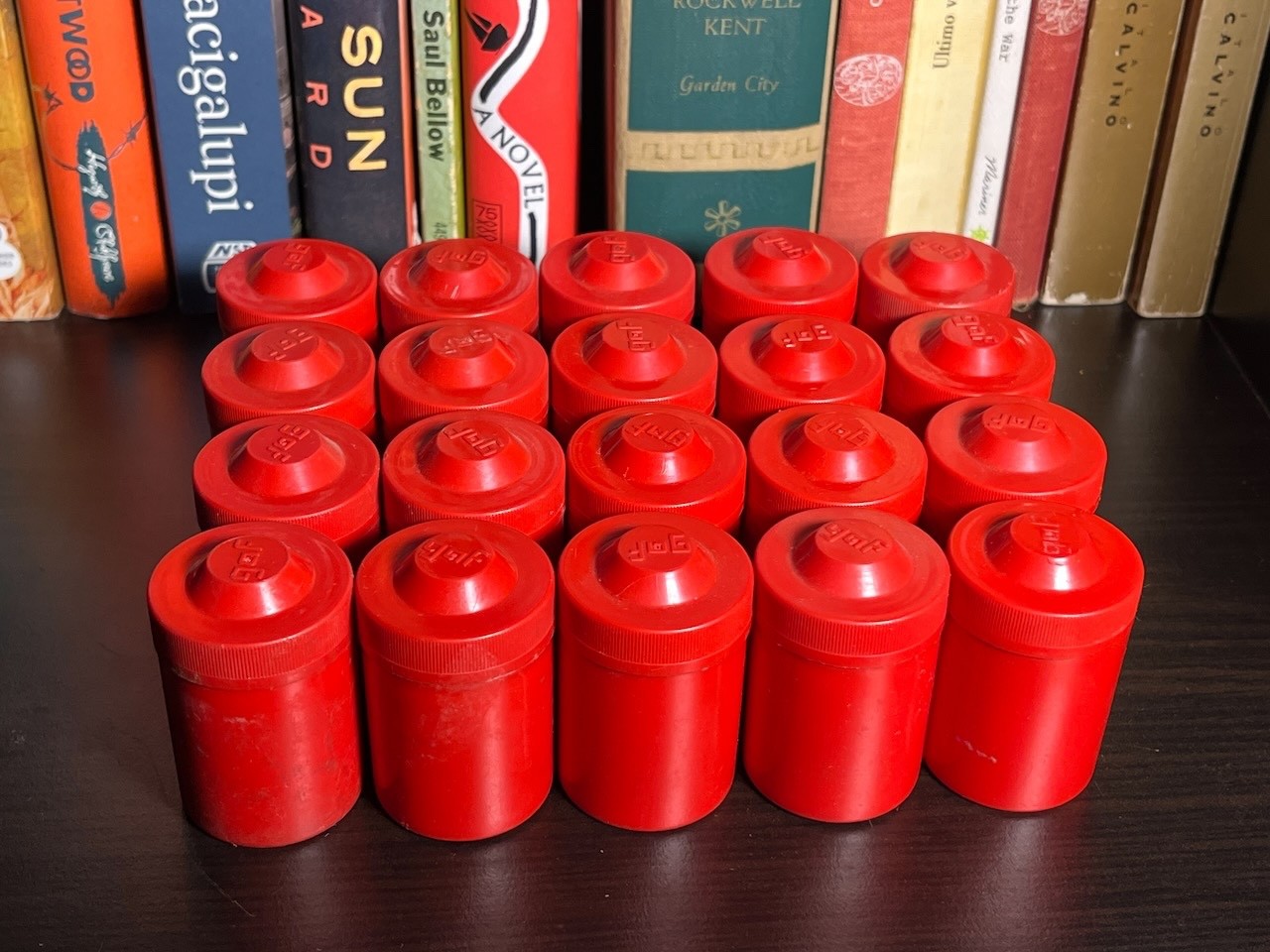LOT OF 20 35mm RED GAF Film Canisters & Caps 35mm Storage Containers Plastic