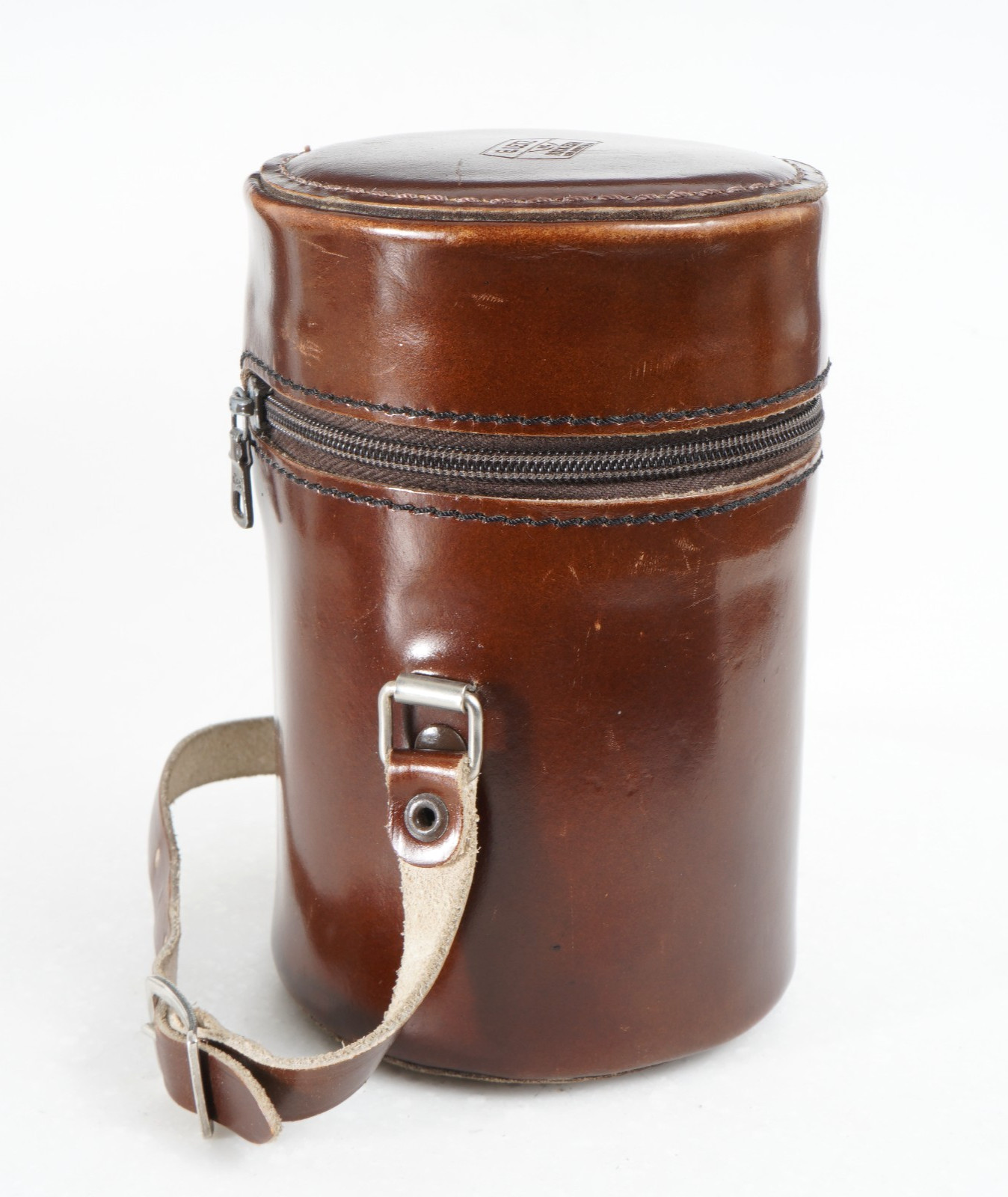 -[EX+++] E. LEITZ #3 LENS CASE 98283 BROWN LEATHER + STRAP For Elmarit-R 90mm