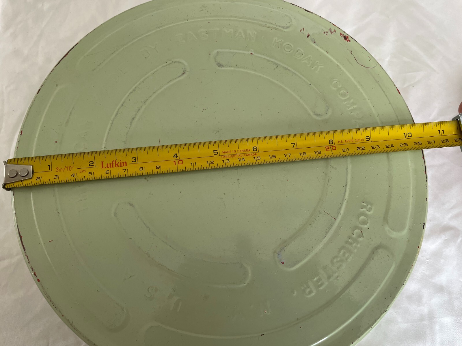 Retro Green KODAK EASTMAN COMPANY Rochester 10 1/4 Film Reel Metal Canister Vtg