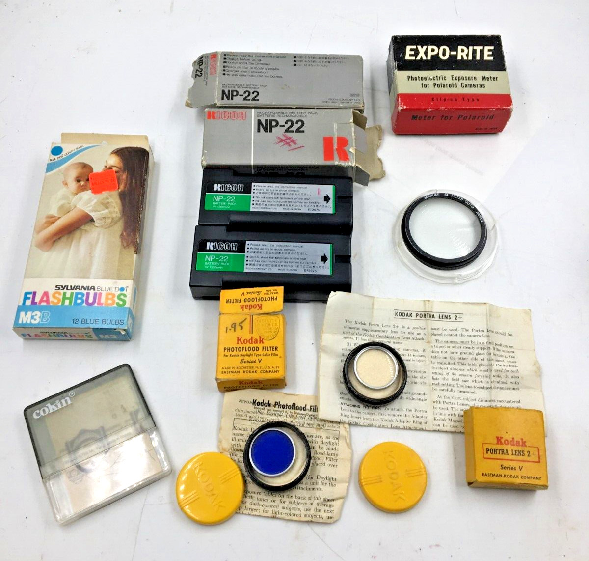 Vintage Camera Accessories Lot All Untested As Is-Wink Light,Autoknips,Filters