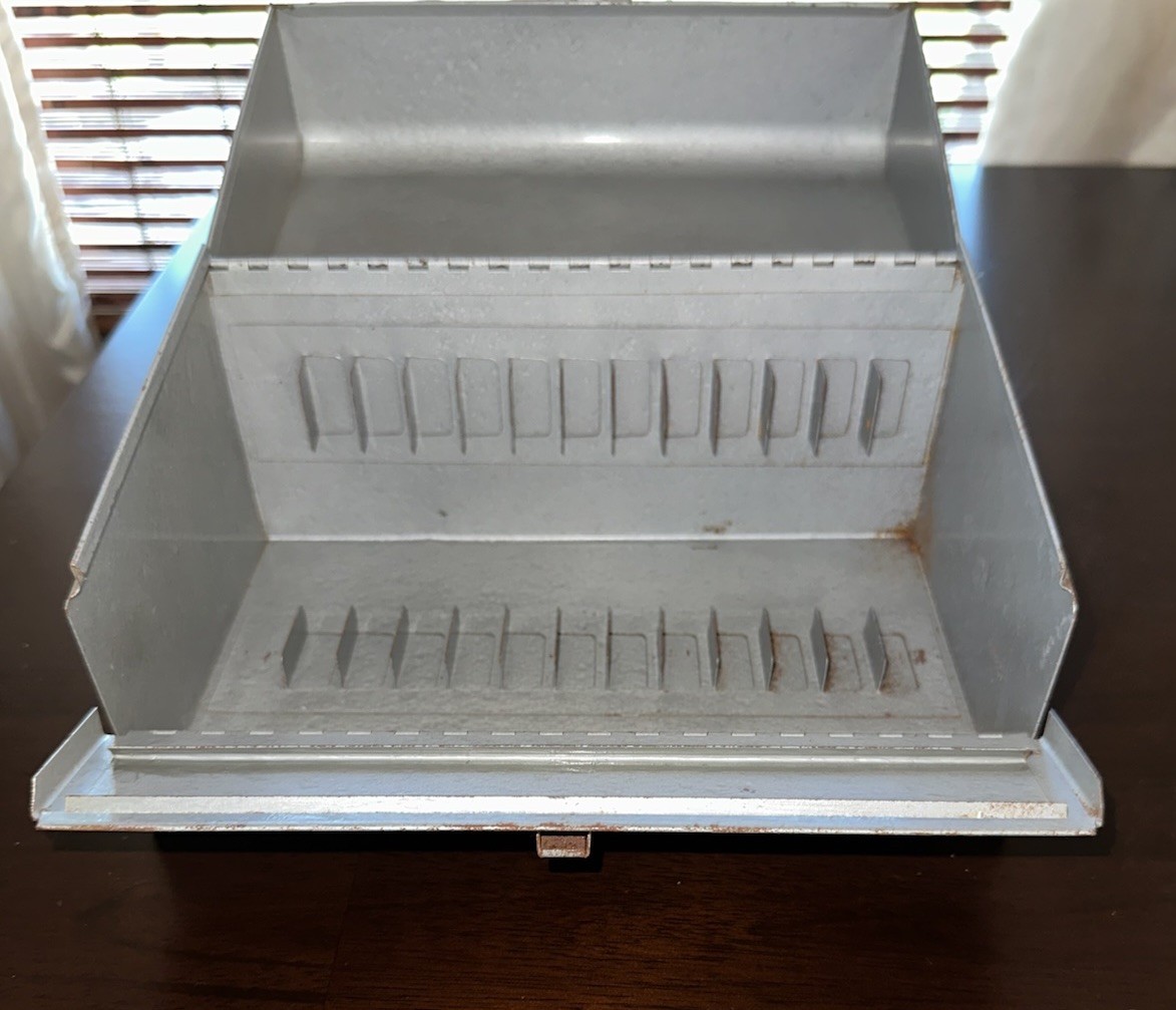 Metal Box Movie 8mm Film 12 Reel Holder Carrying Case 9 1/2” X 5 1/2” X 5 1/2”